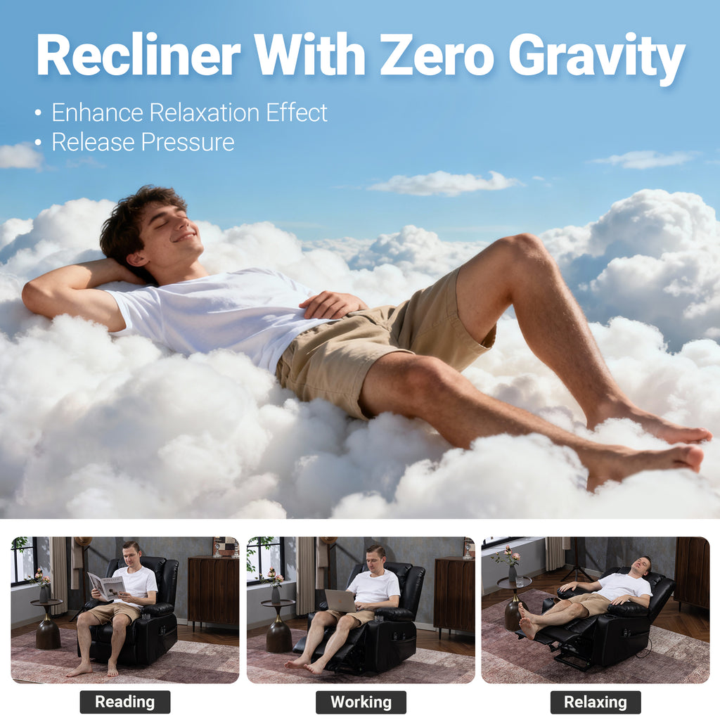 Leather Power Lift Recliner ED-01 Black