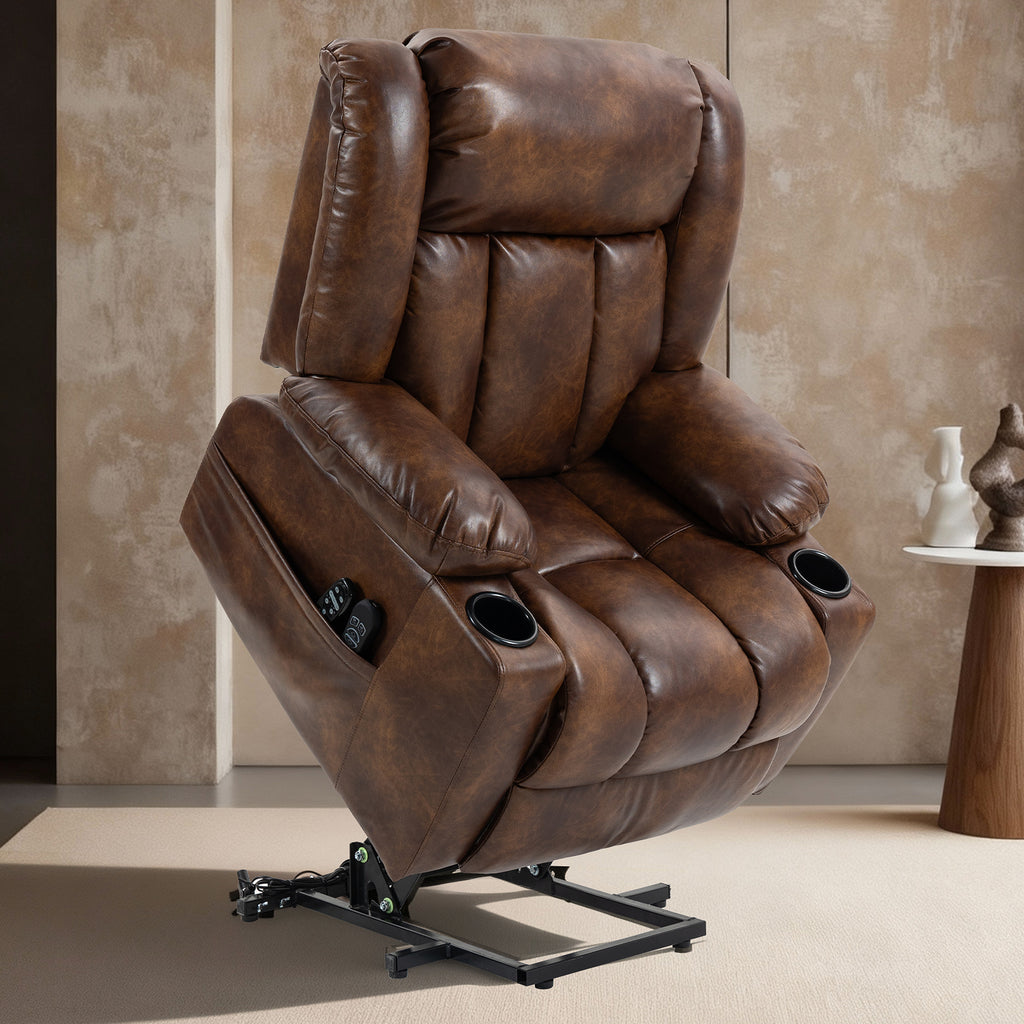 Leather Power Lift Recliner ED-01 Brown