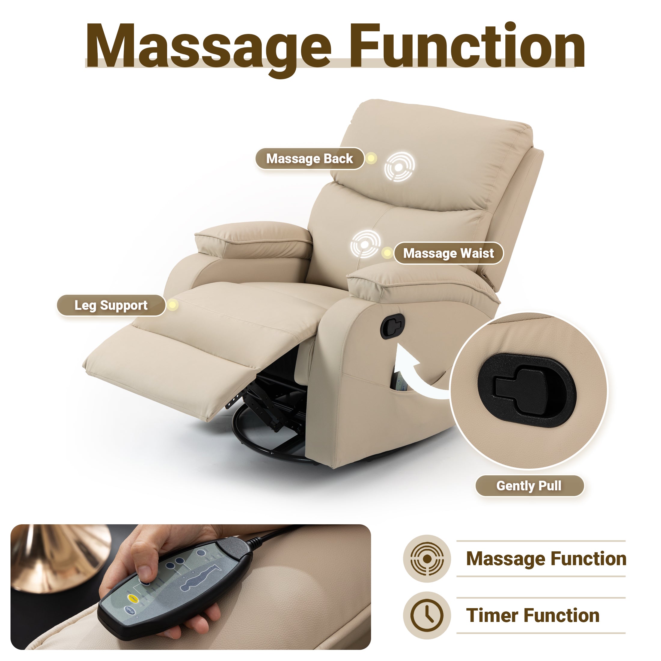 Manual Rocking Recliner HOM-02 Beige