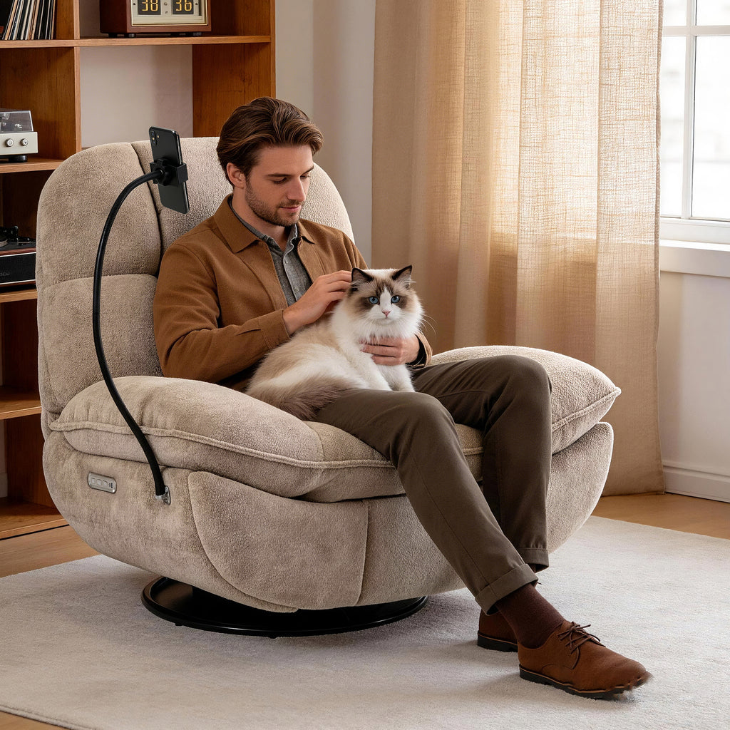 Culect Power Lift Recliner Chair with Bluetooth Speakers & RGB LED Lights ESW-01 Oat color