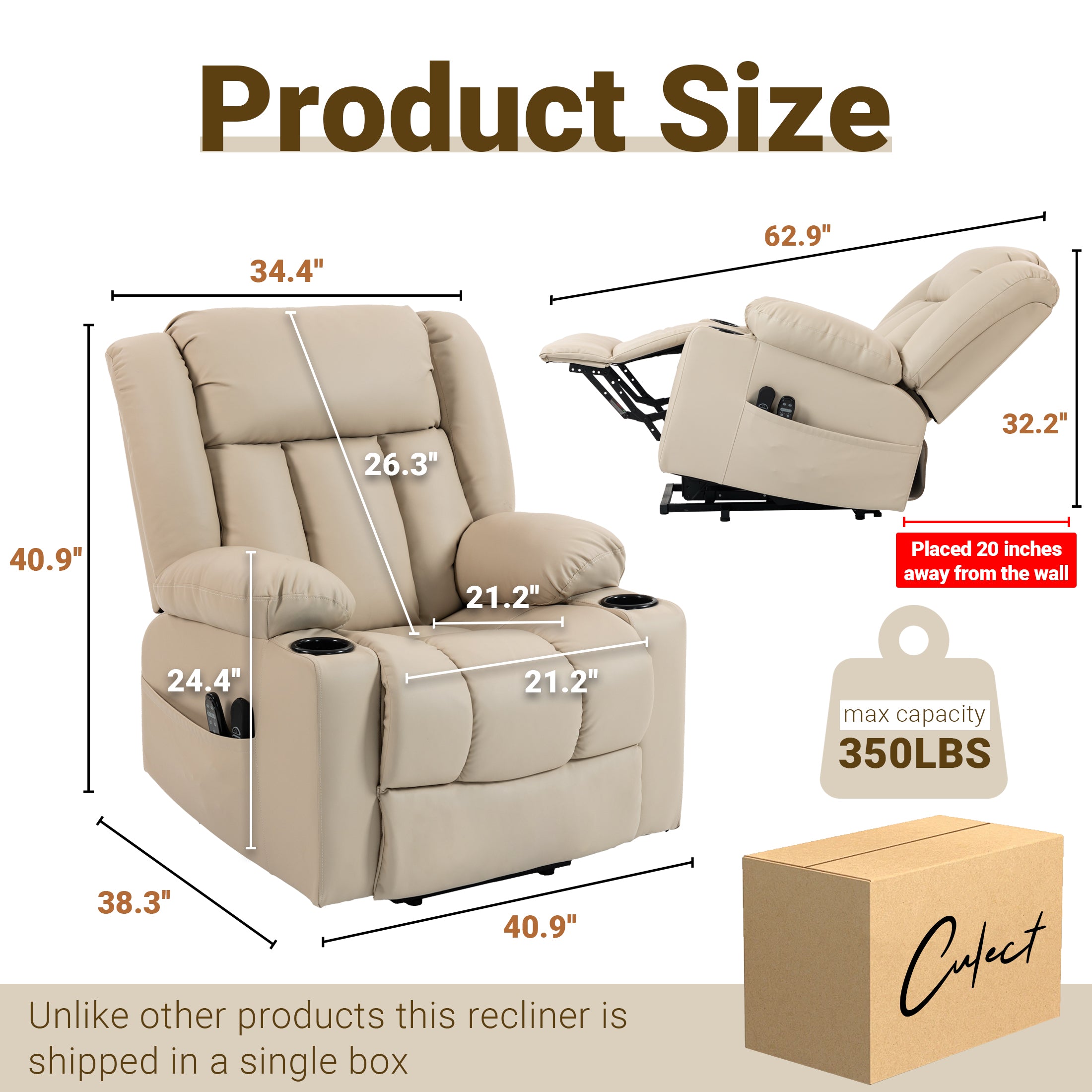 Electric Lift Recliner ES-02 PU Beige