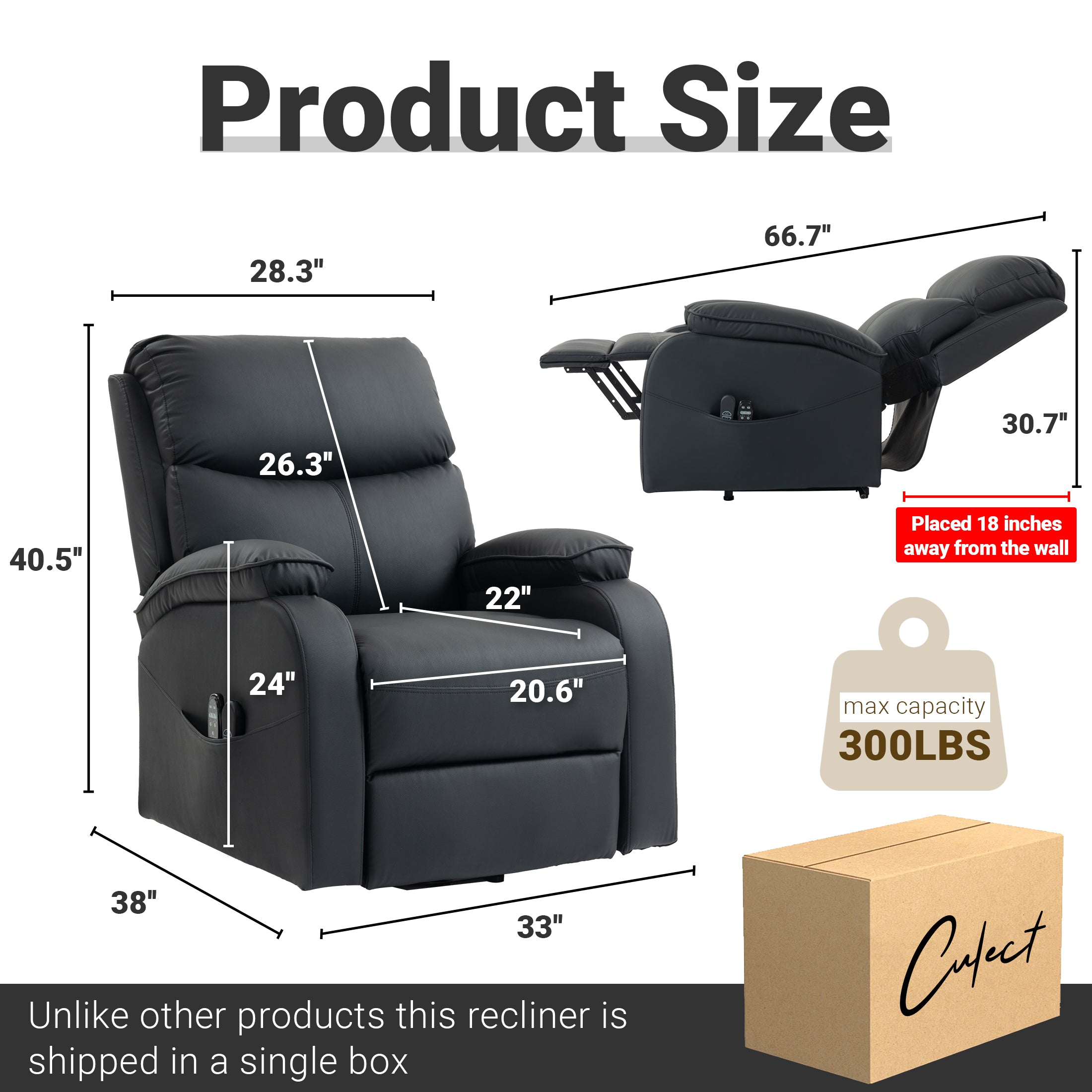 Electric Lift Massage Recliner ES-03 Black