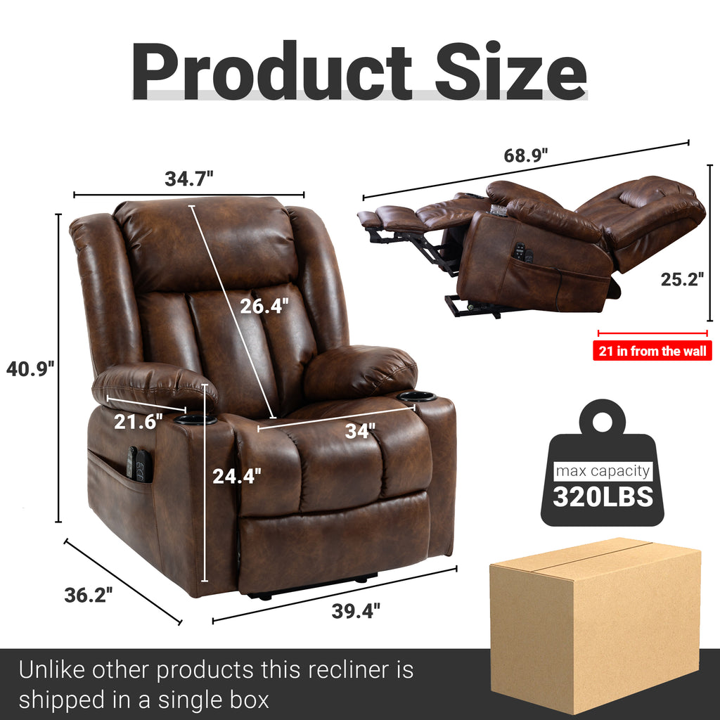 Leather Power Lift Recliner ED-01 Brown