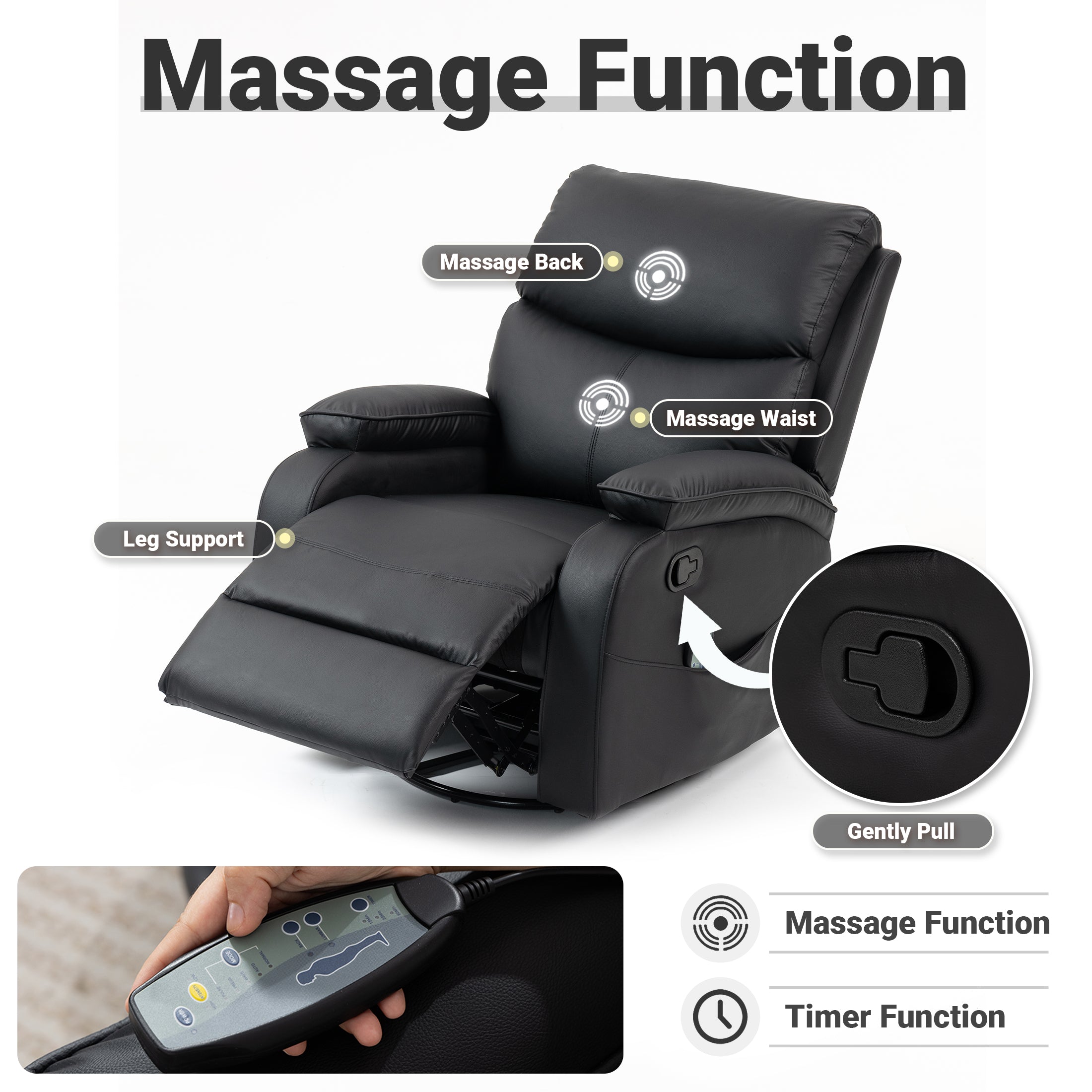 Manual Rocking Recliner HOM-02 Black