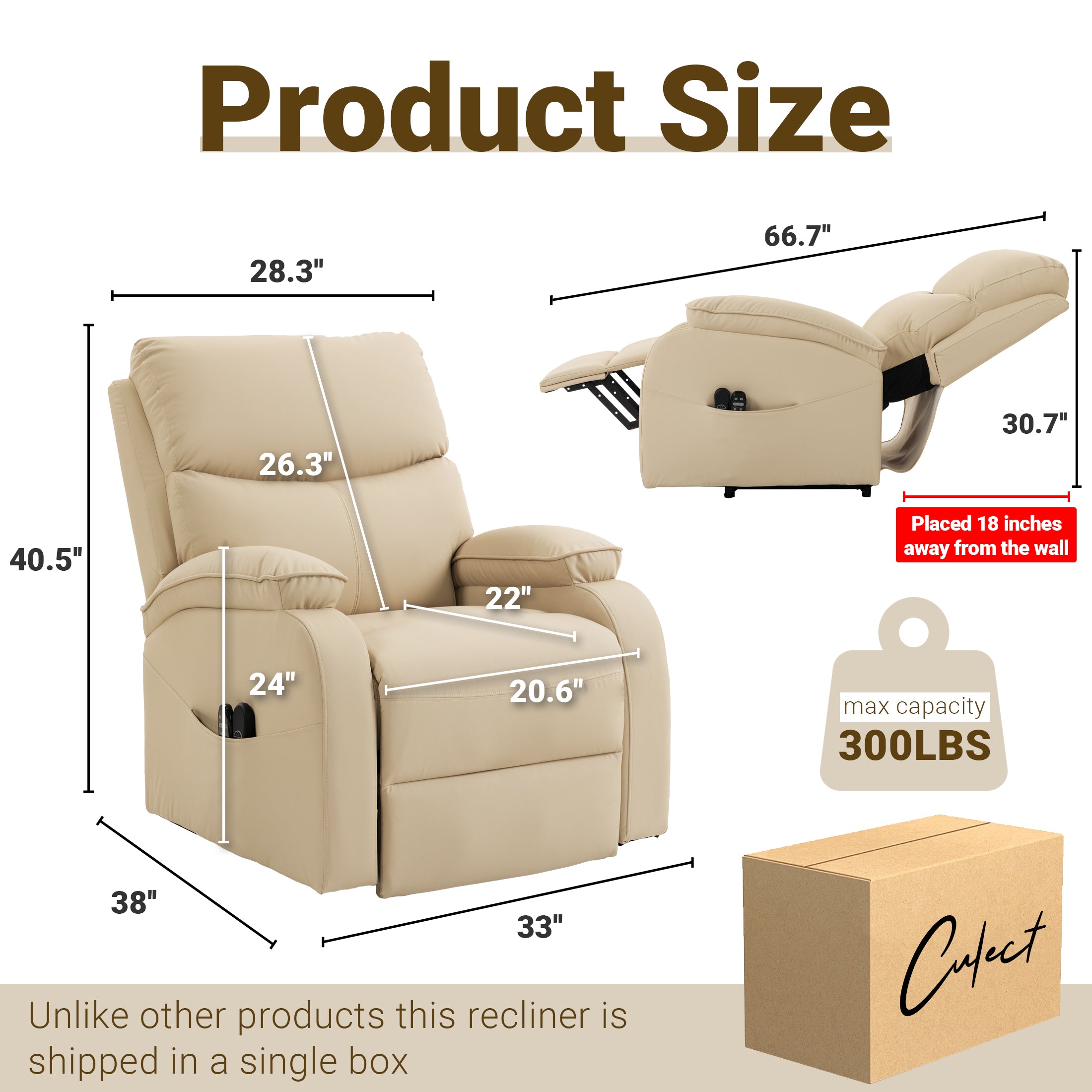 Electric Lift Massage Recliner ES-03 Beige