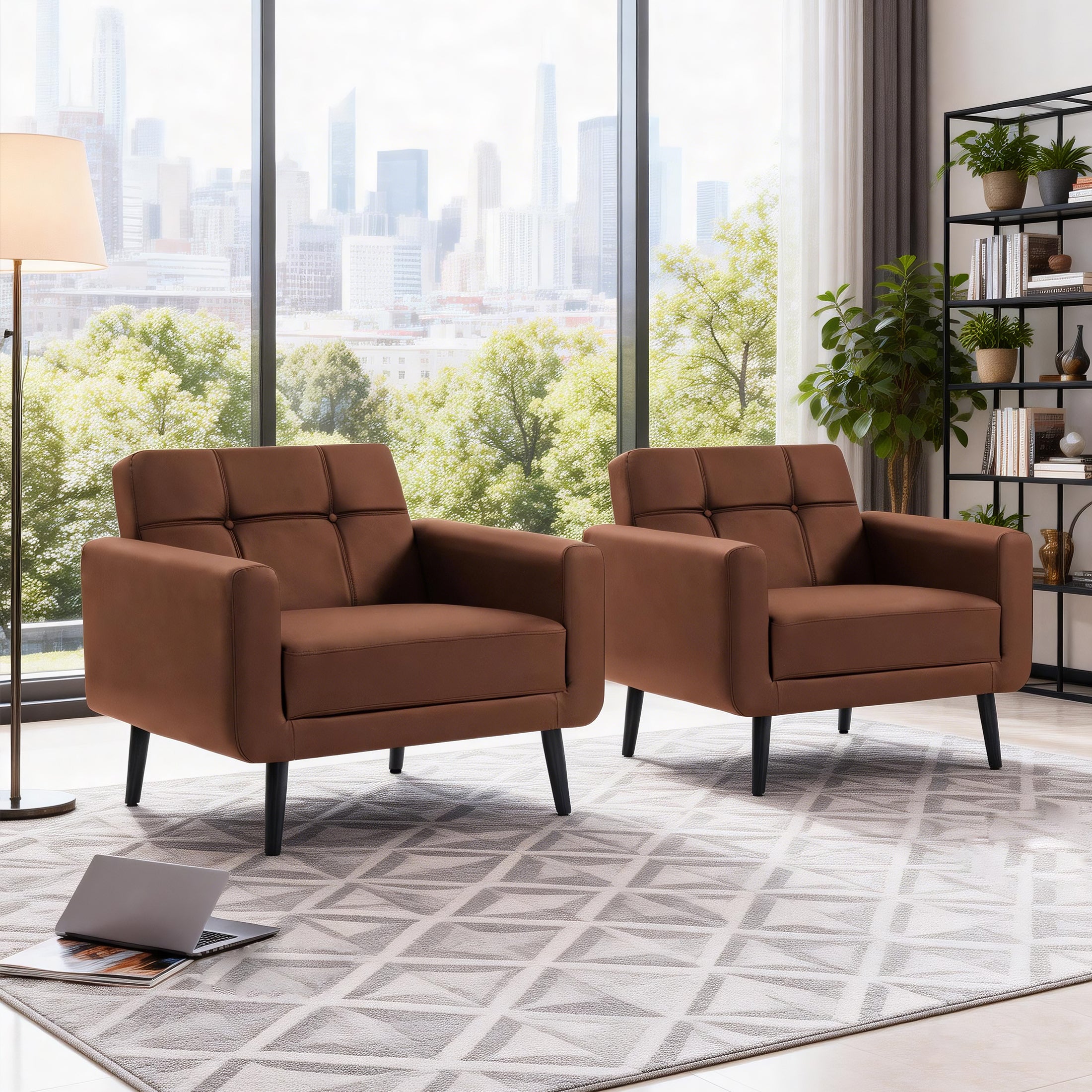 PU Leather Accent Chair ACS-01 Brown