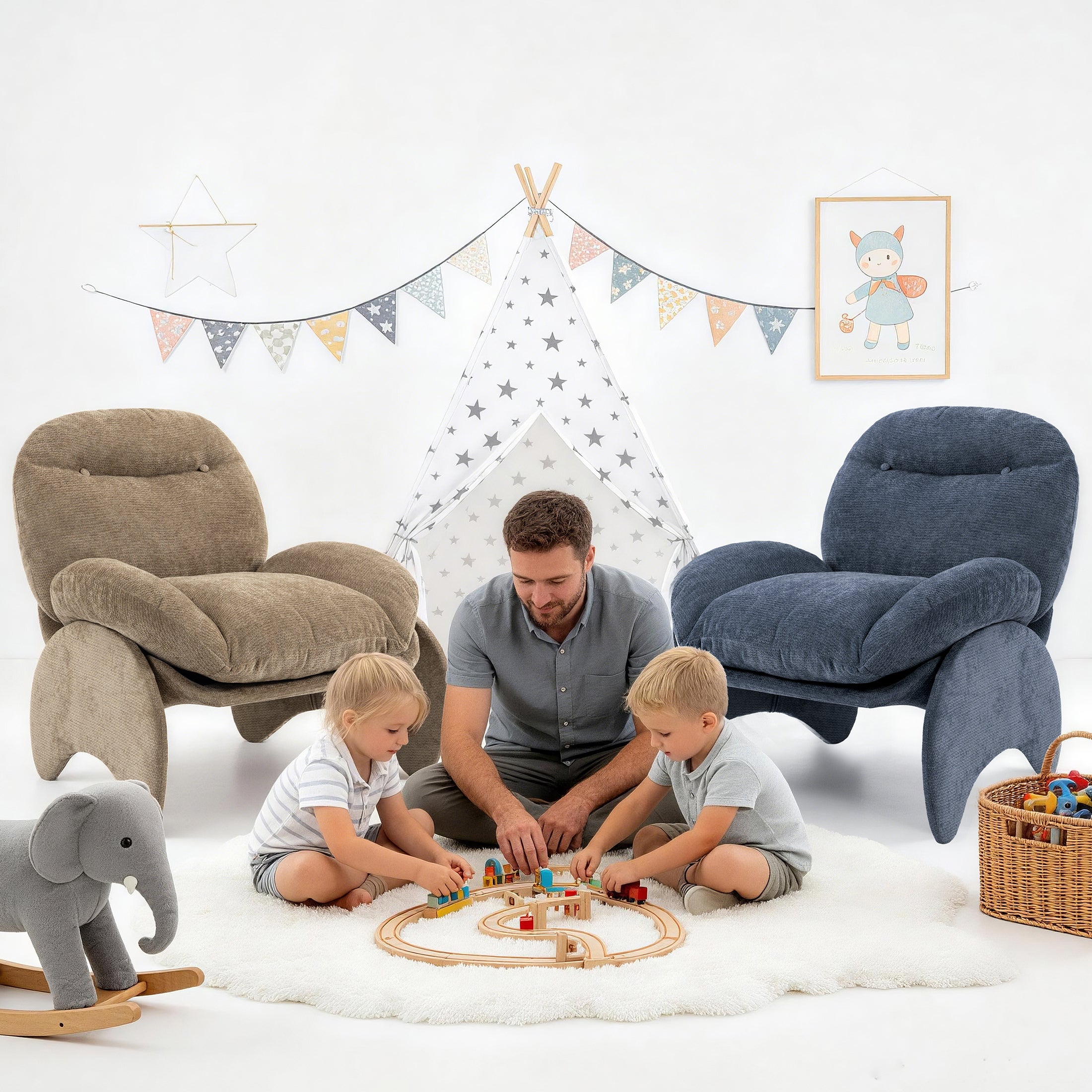 Stylish Crab-Shaped Lounge Chair ACS-05 Brown