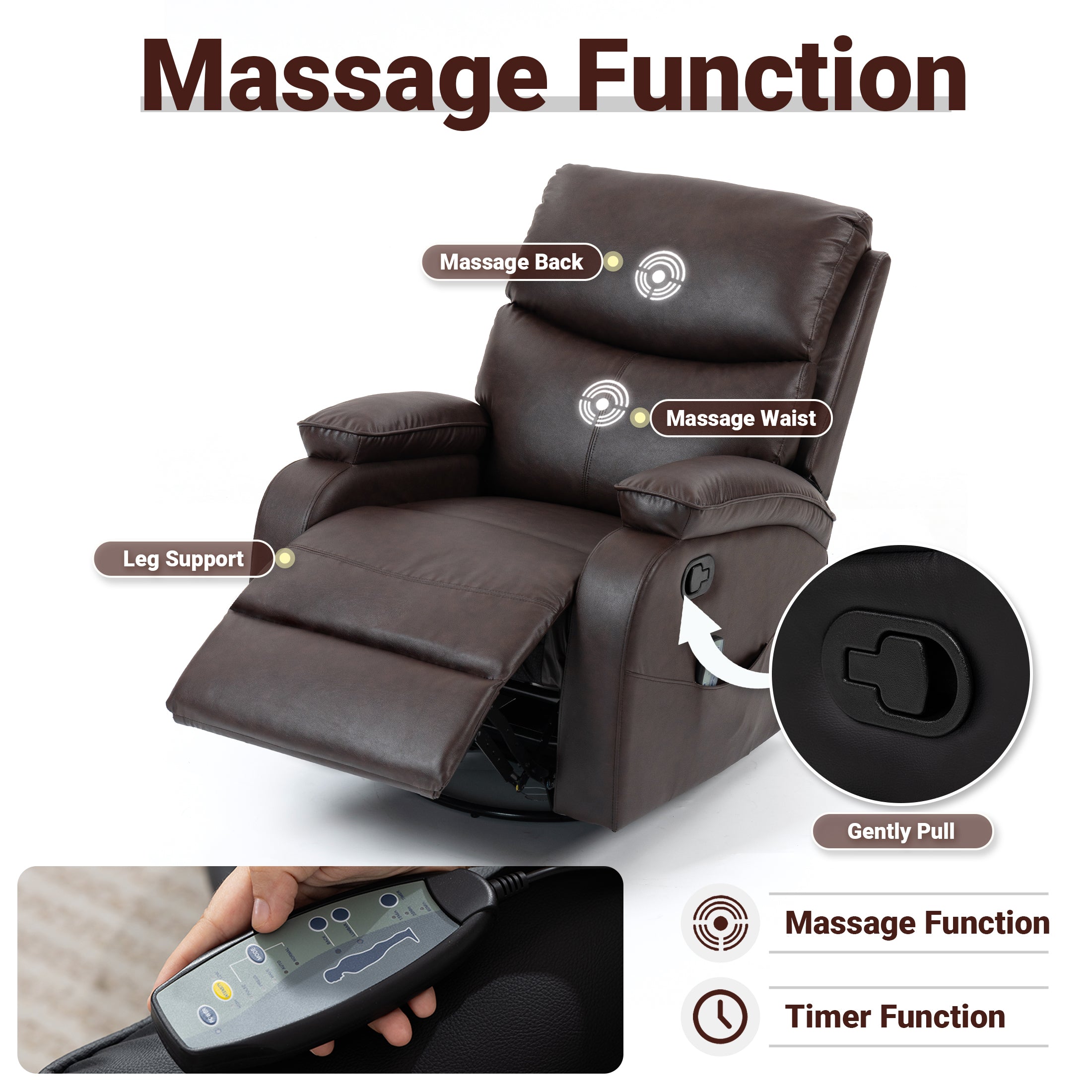 Manual Rocking Recliner HOM-02 Reddish Brown