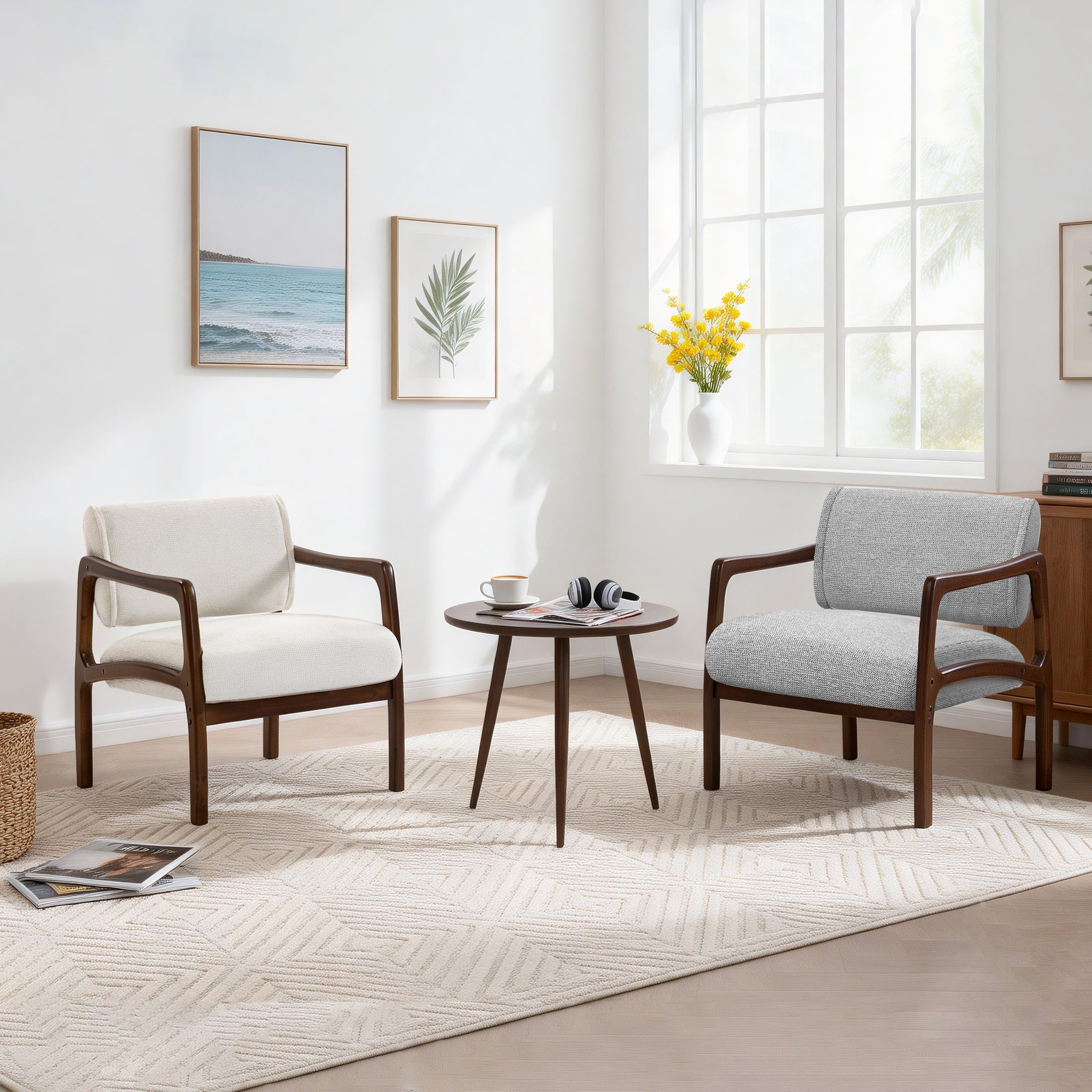 Linen-Backed 360° Swivel Recliner Chair ACW-01 White