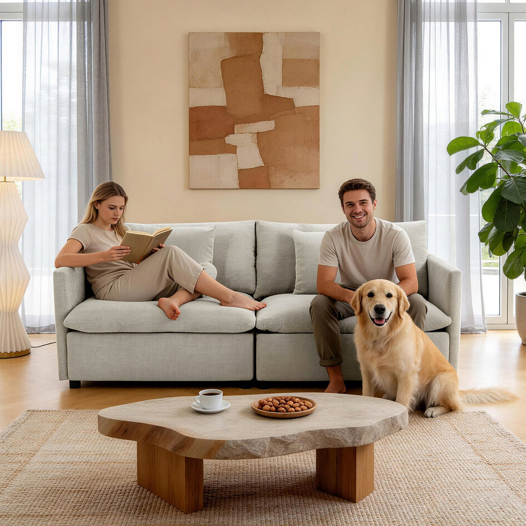 Culect Designer Minimalist Sofa NSD-01, Light Brown