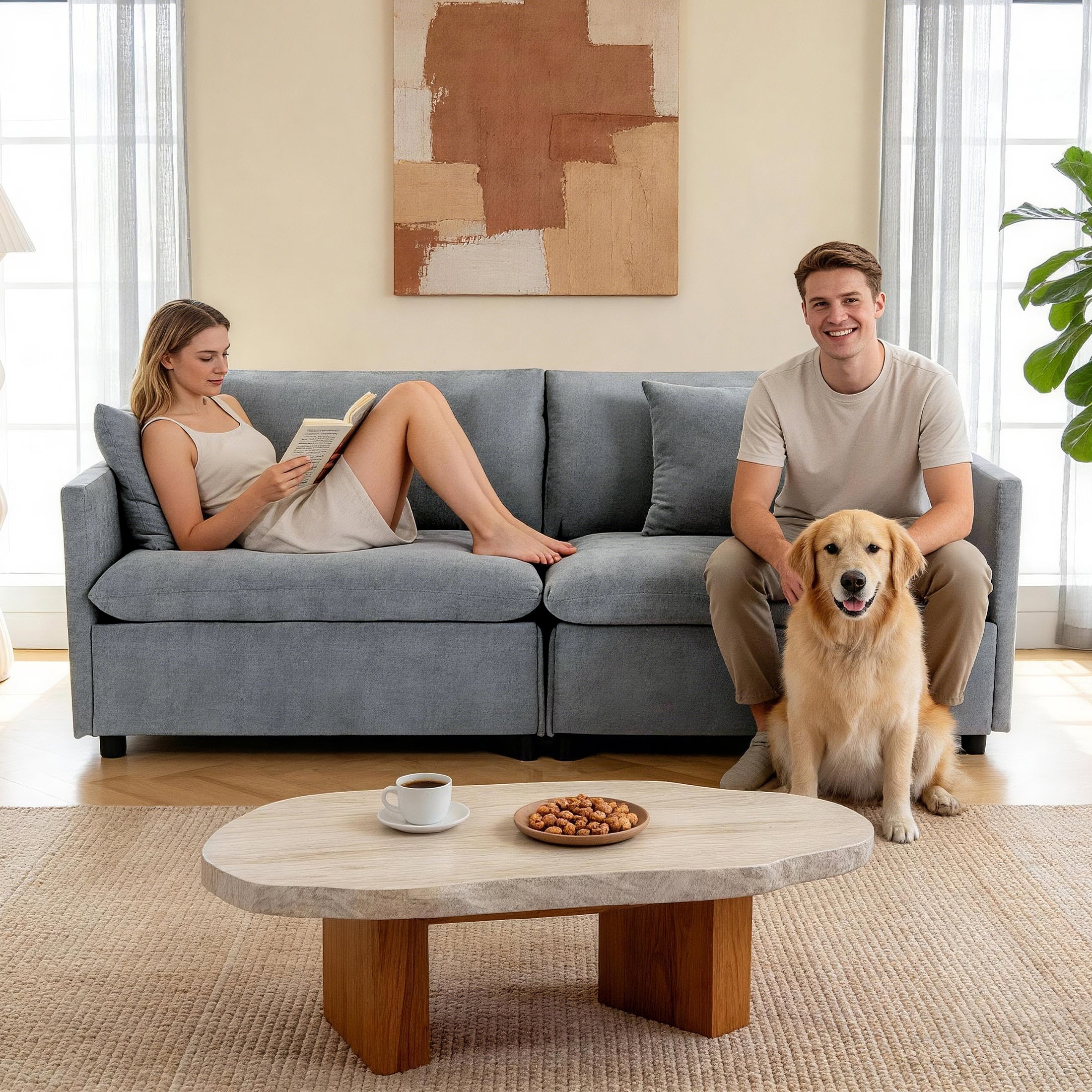 Culect Designer Minimalist Sofa NSD-01, Gray