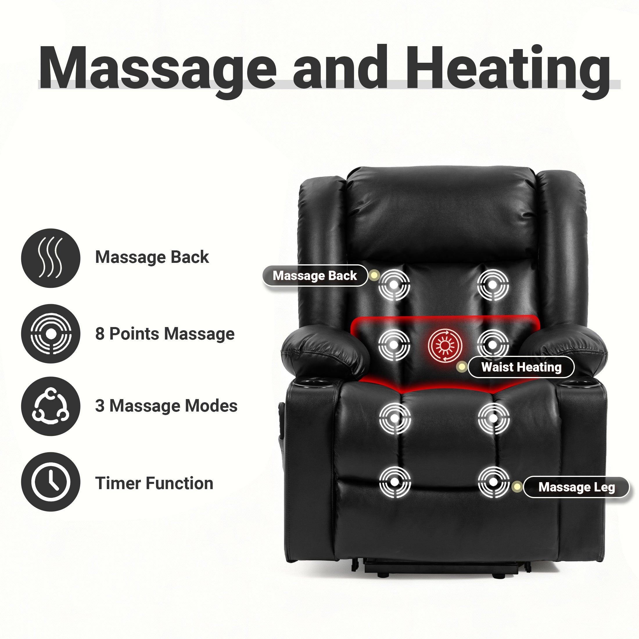 Leather Power Lift Recliner ED-01 Black