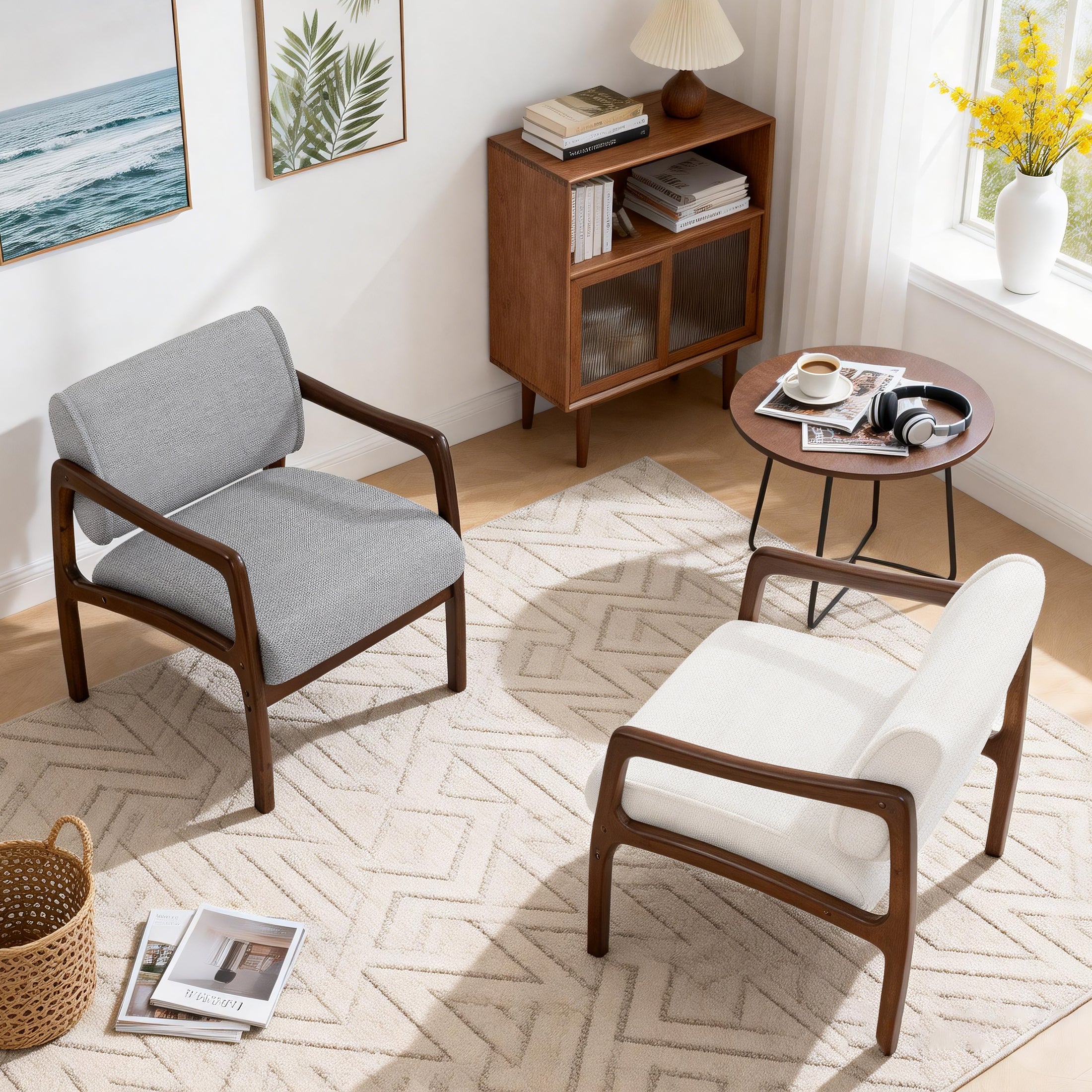 Linen-Backed 360° Swivel Recliner Chair ACW-01 White