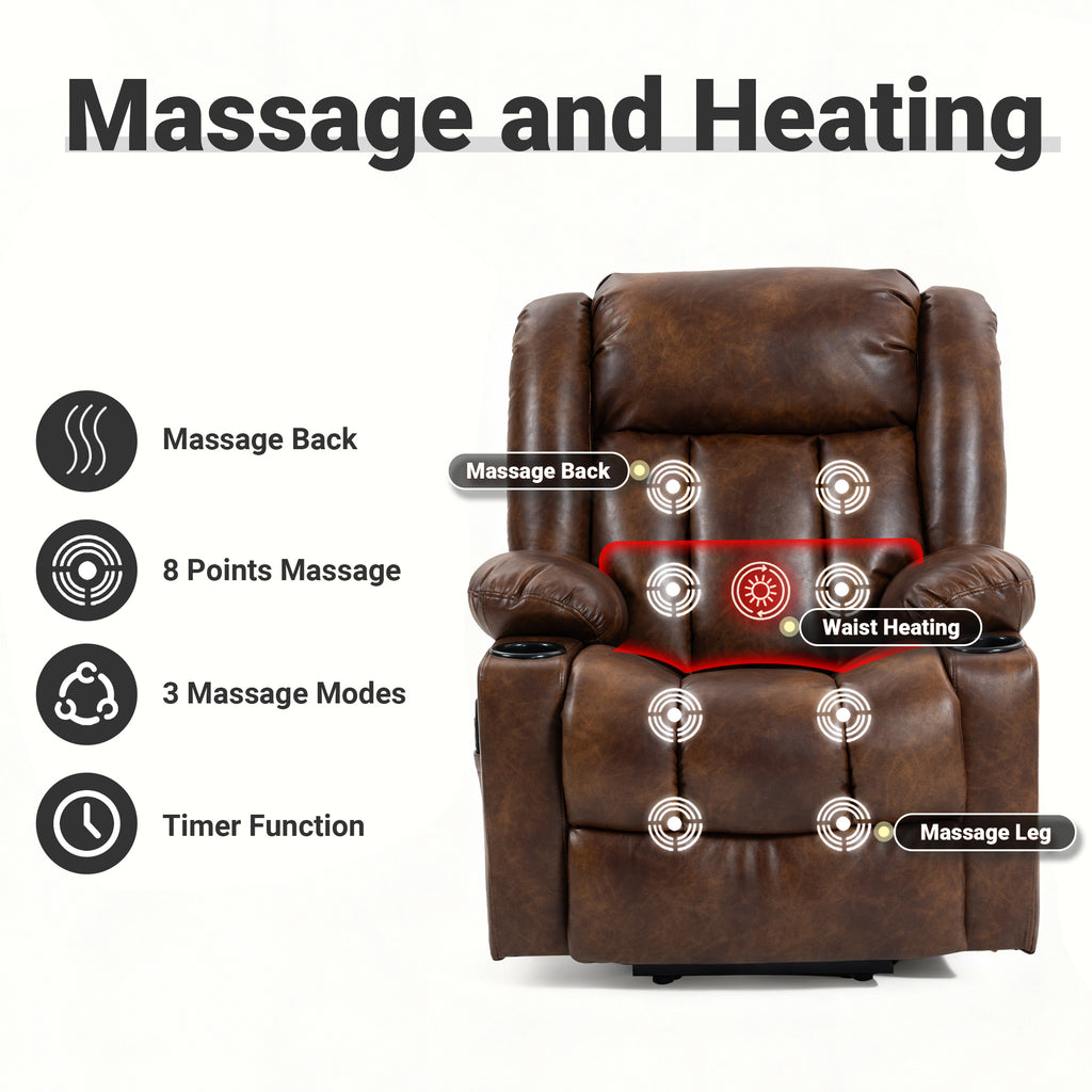 Leather Power Lift Recliner ED-01 Brown