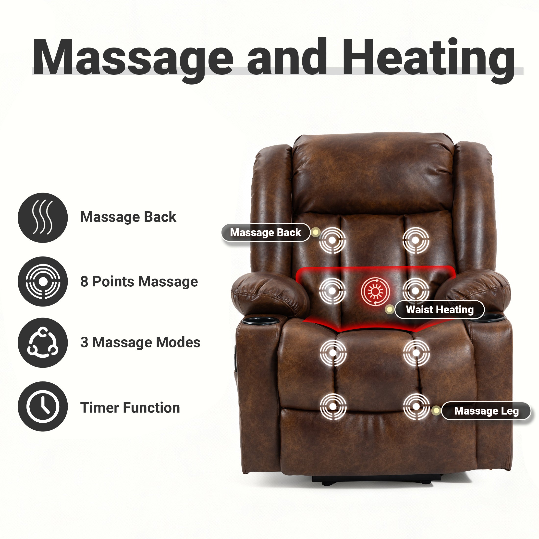 Leather Power Lift Recliner ED-01 Brown