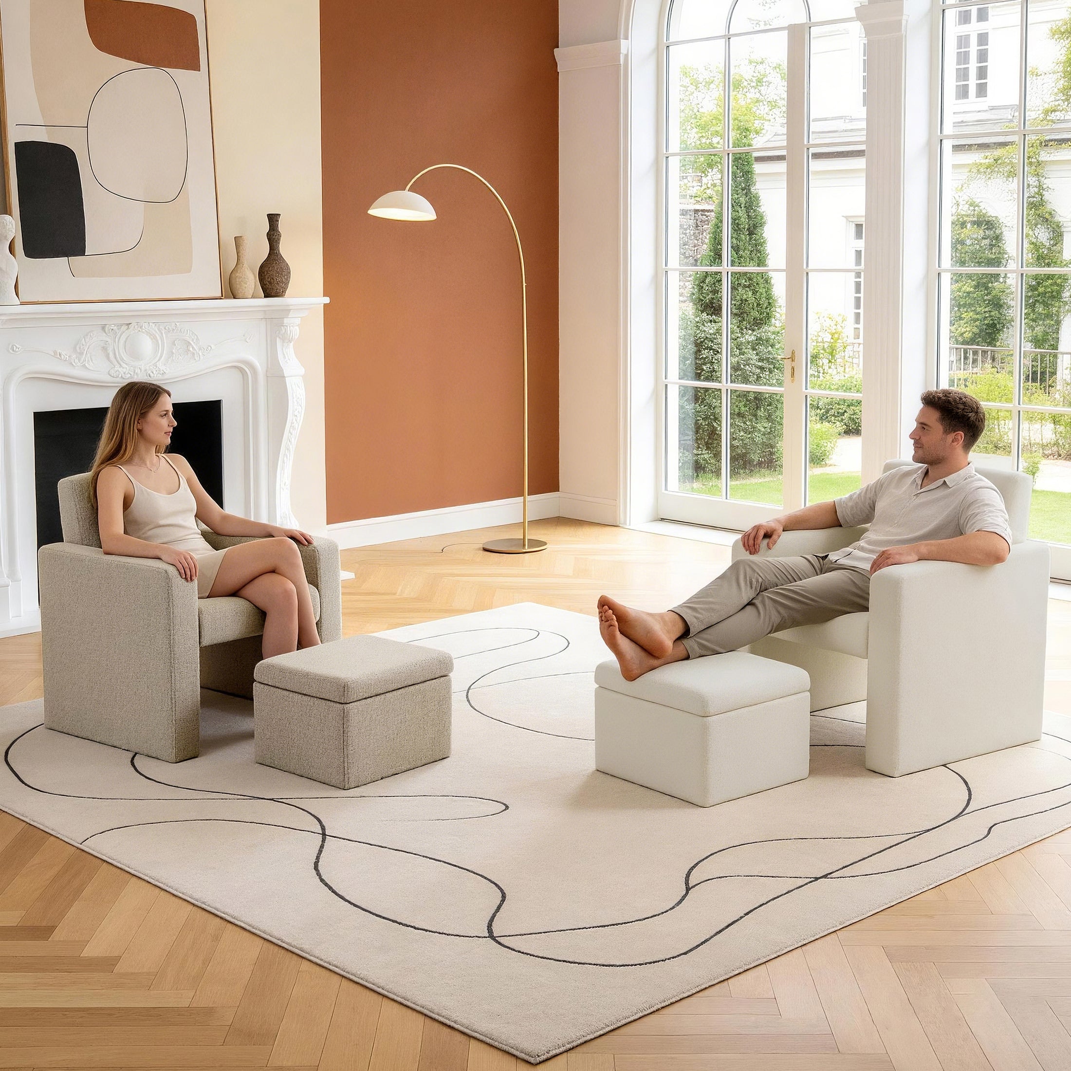 Culect Single Armchair with Storage Footrest ACSO-01 Brown