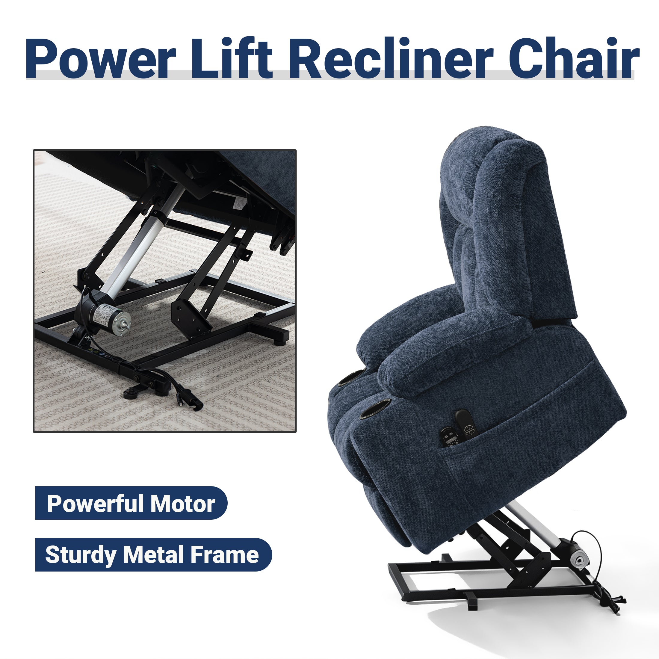 Electric Lift Recliner ES-01 Navy Blue