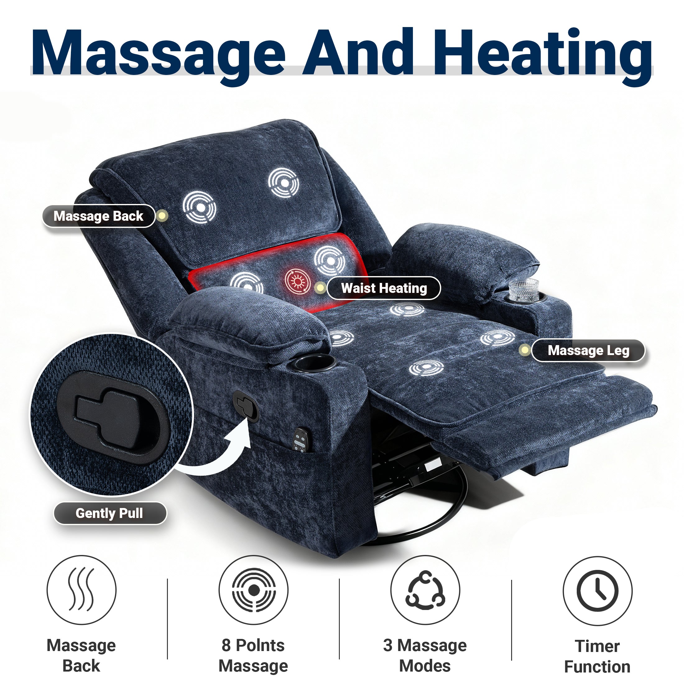 Manual Recliner HO-01 Navy Blue