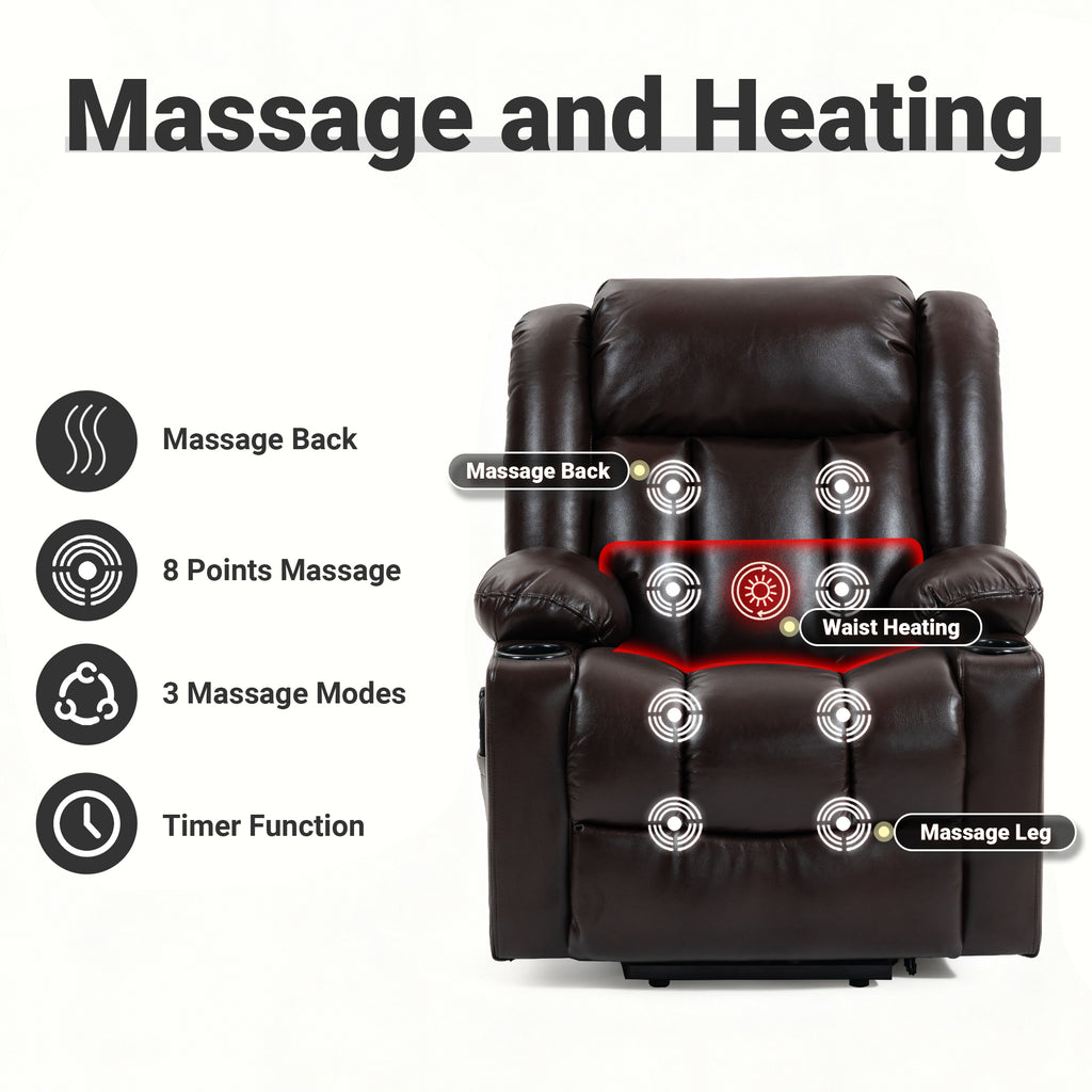 Leather Power Lift Recliner ED-01 Reddish Brown