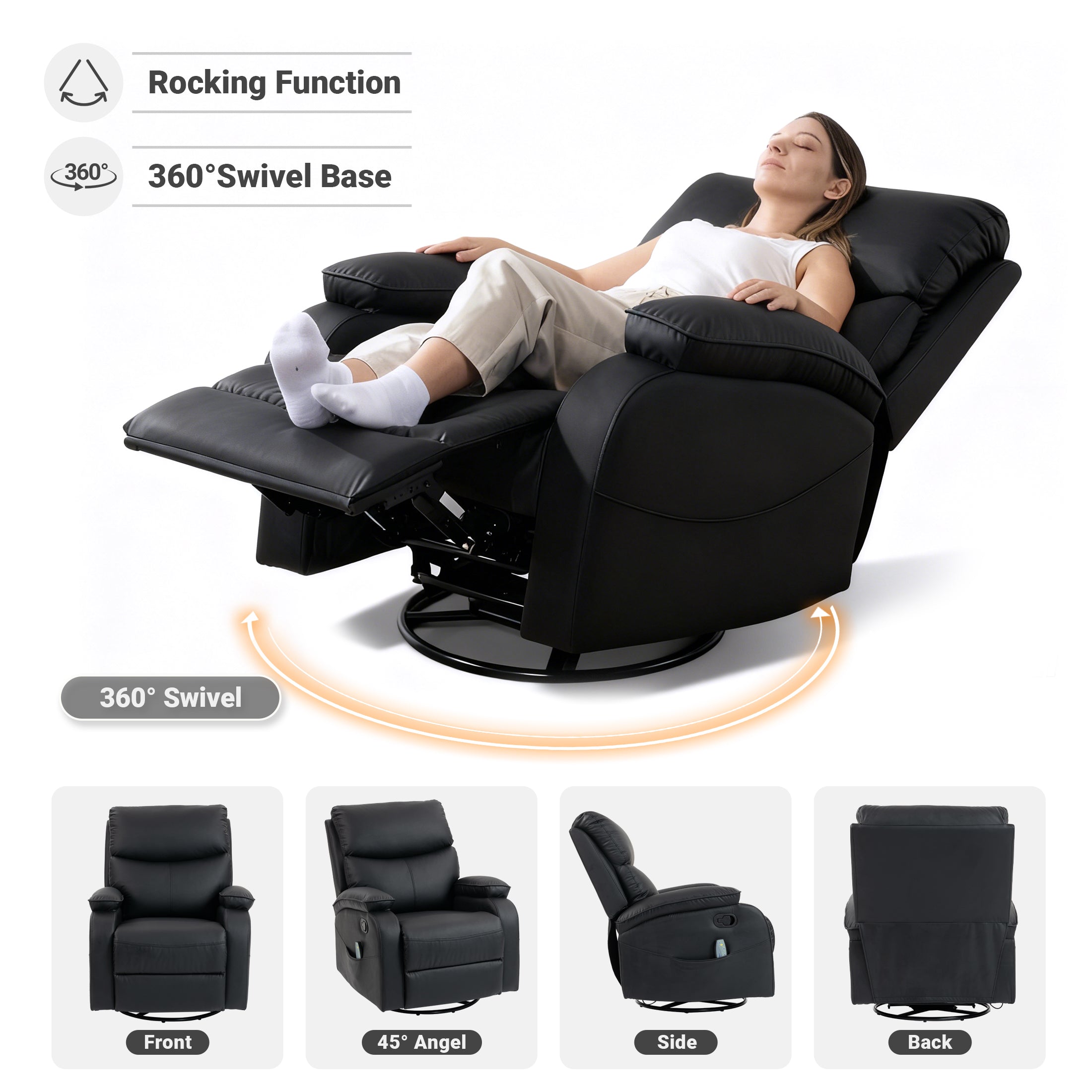 Manual Rocking Recliner HOM-02 Black