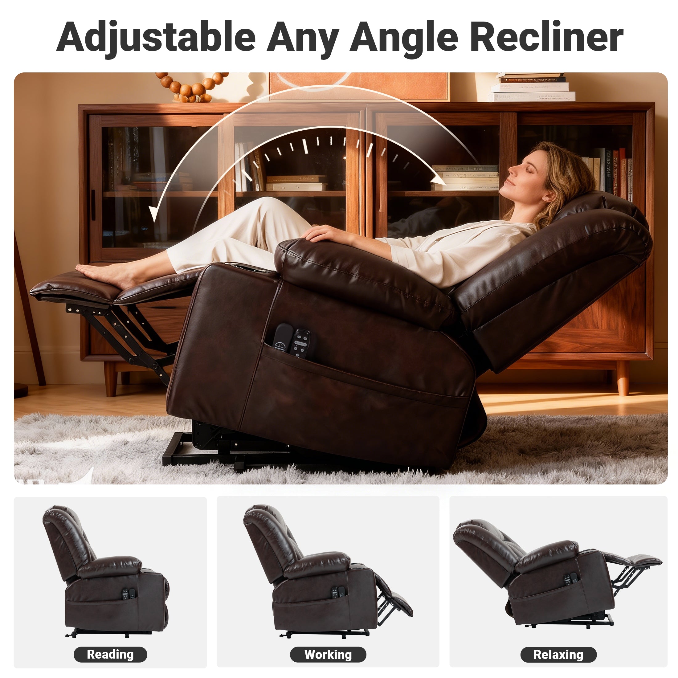 Electric Lift Recliner ES-02 PU Reddish Brown