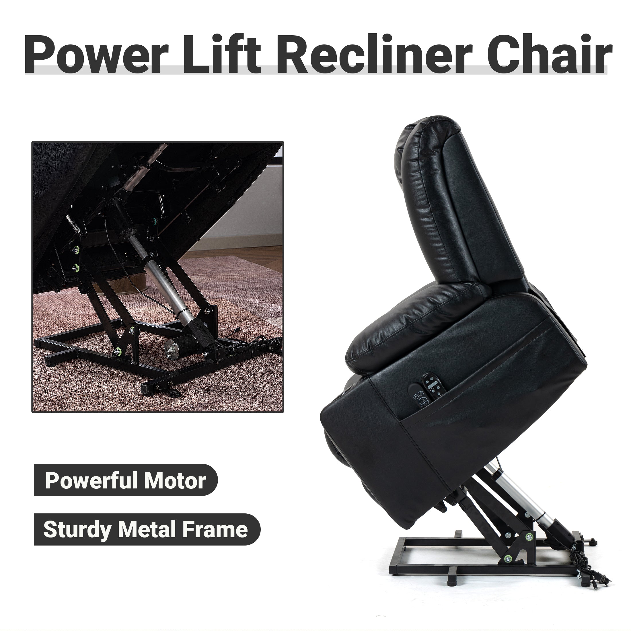 Leather Power Lift Recliner ED-01 Black