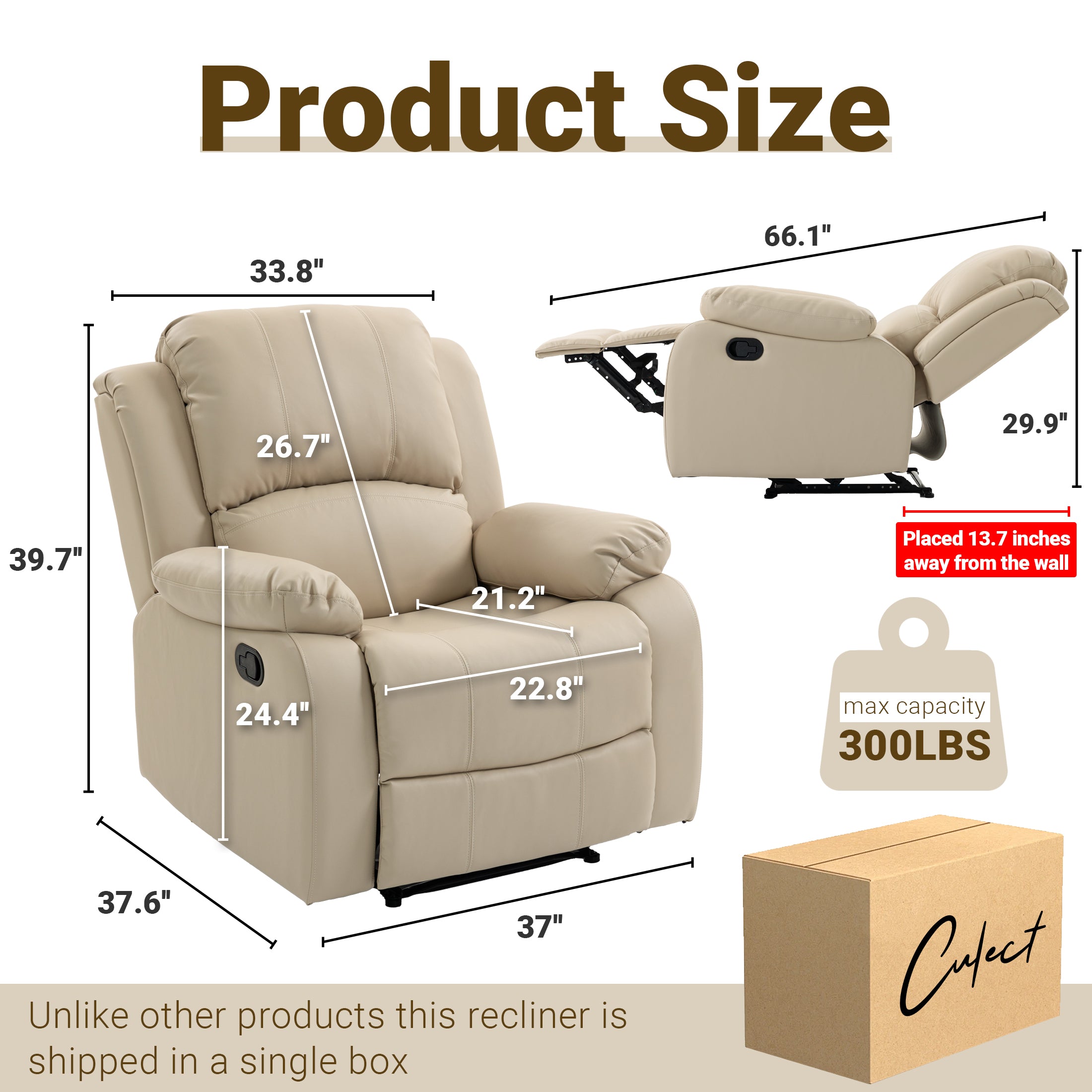 Manual Recliner PU NHO-01 Beige