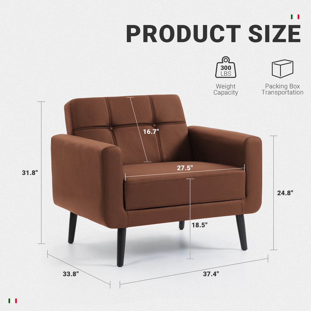 PU Leather Accent Chair ACS-01 Brown
