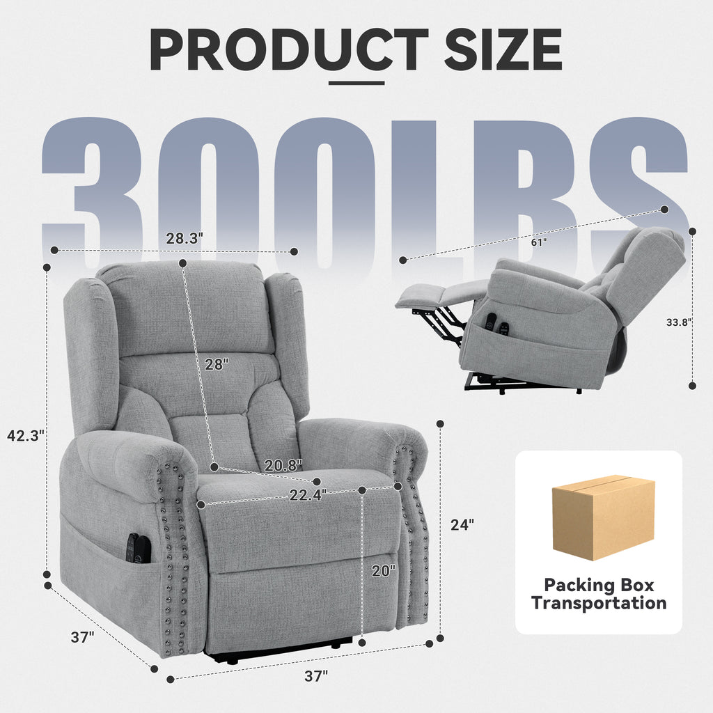 Culect Electric Power Lift Recliner with Massage and Heating ES-04 Gray
