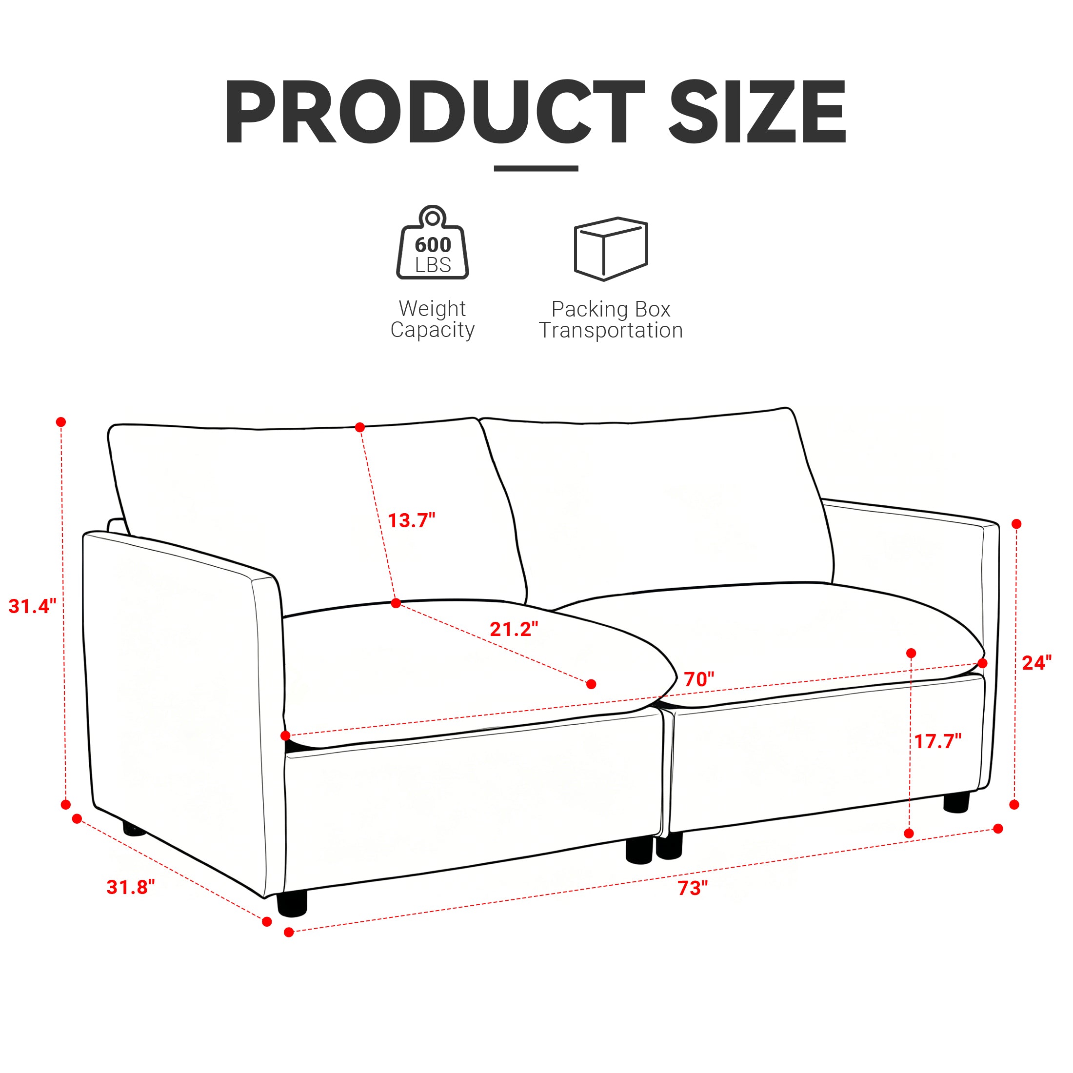 Culect Designer Minimalist Sofa NSD-01, Gray