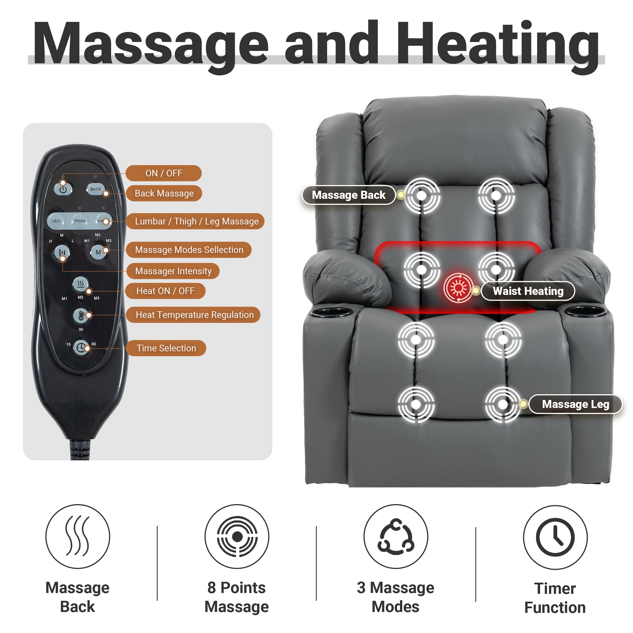 Electric Lift Recliner ES-02 PU Light Gray