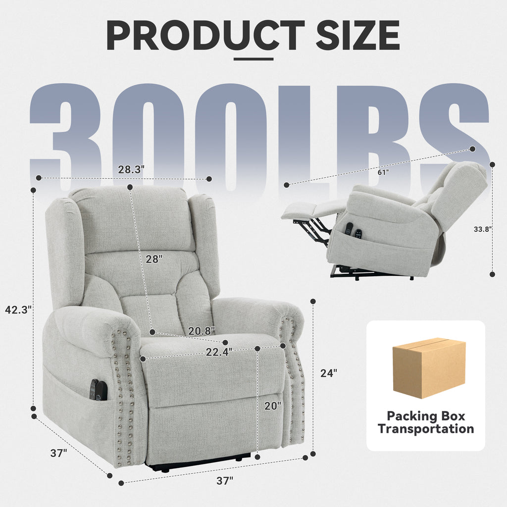 Culect Electric Power Lift Recliner with Massage and Heating ES-04 Light Gray