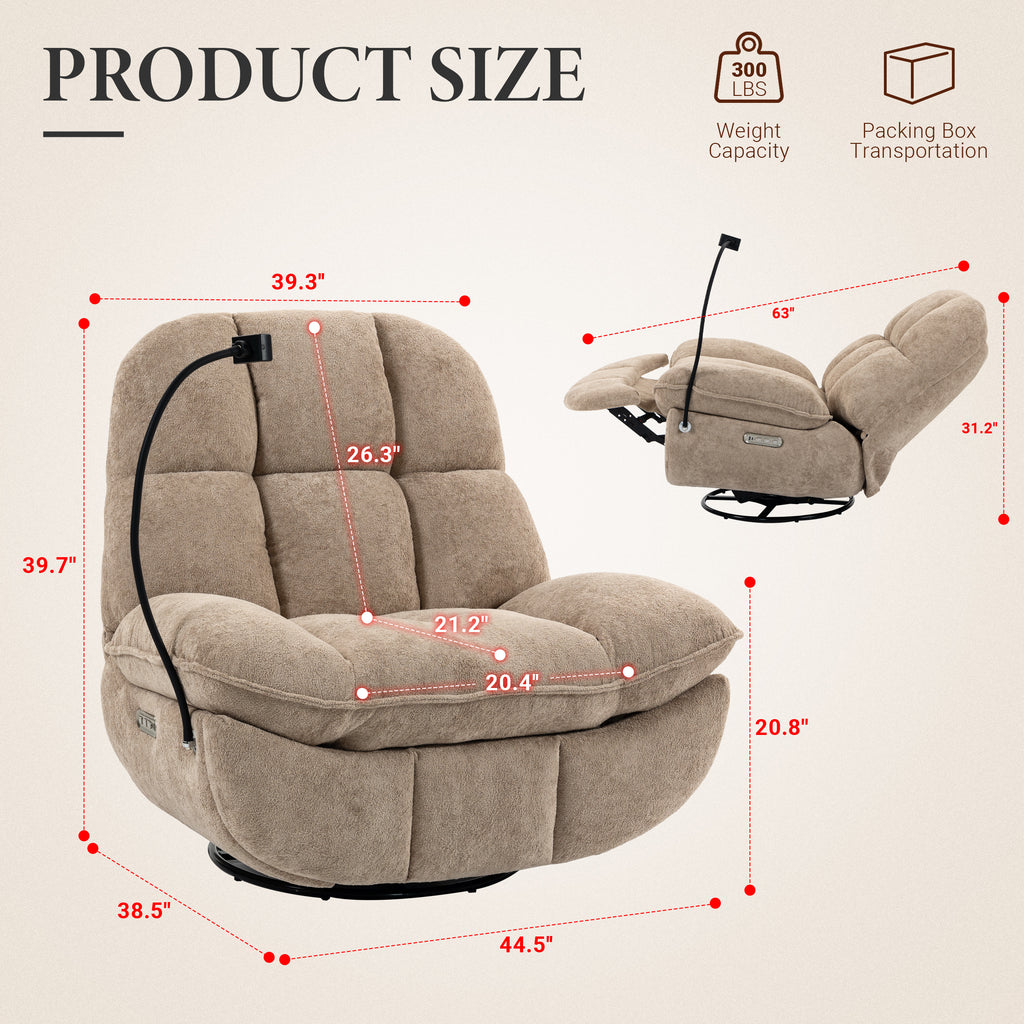 Culect Power Lift Recliner Chair with Bluetooth Speakers & RGB LED Lights ESW-01 Oat color