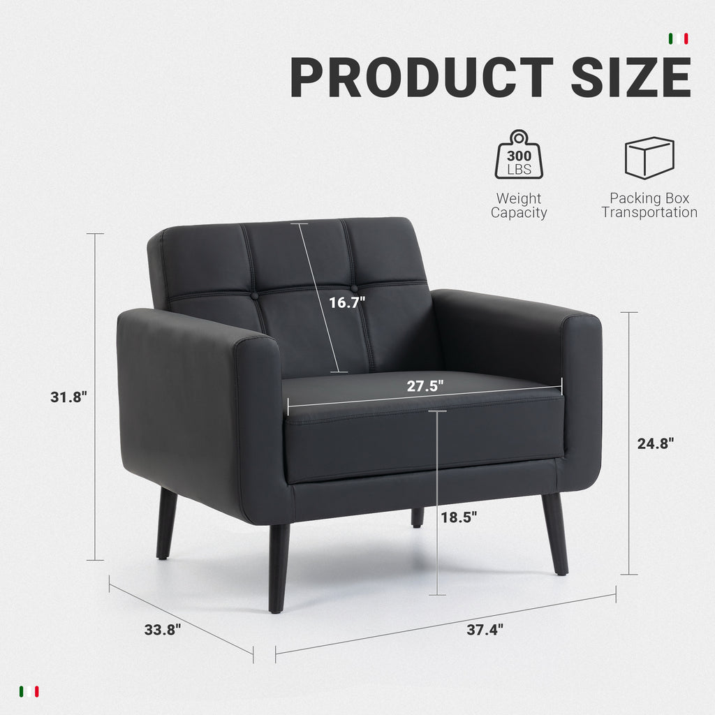 PU Leather Accent Chair ACS-01 Black