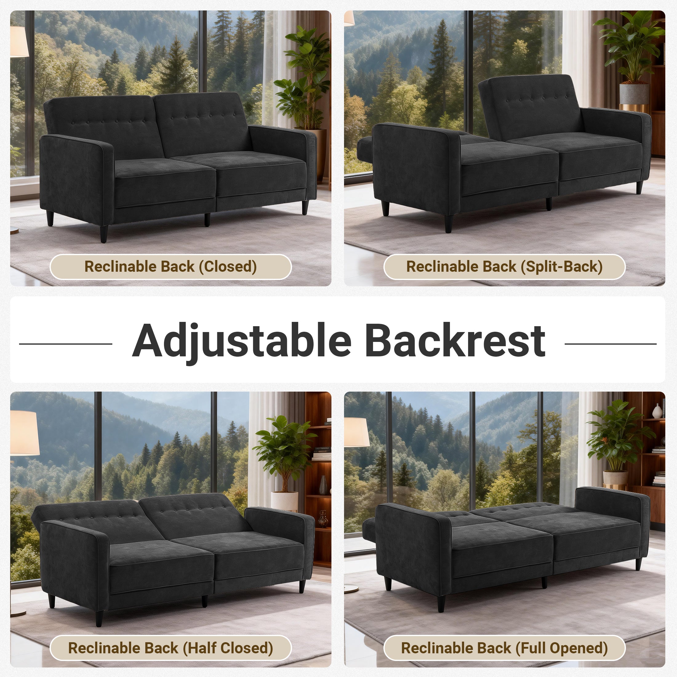 Adjustable Recliner Sofa Bed FS-01 Black