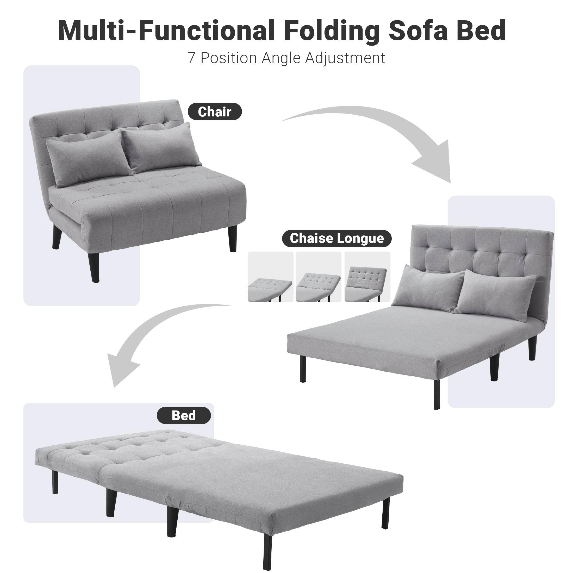 Two-Person Folding Sofa Bed CCD-01 Gray
