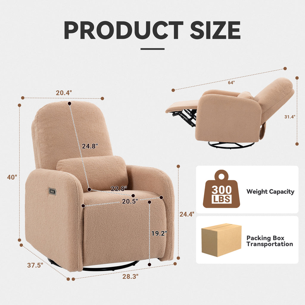 Culect 270 Swivel Rocker Recliner Chair ESS-01 Brown