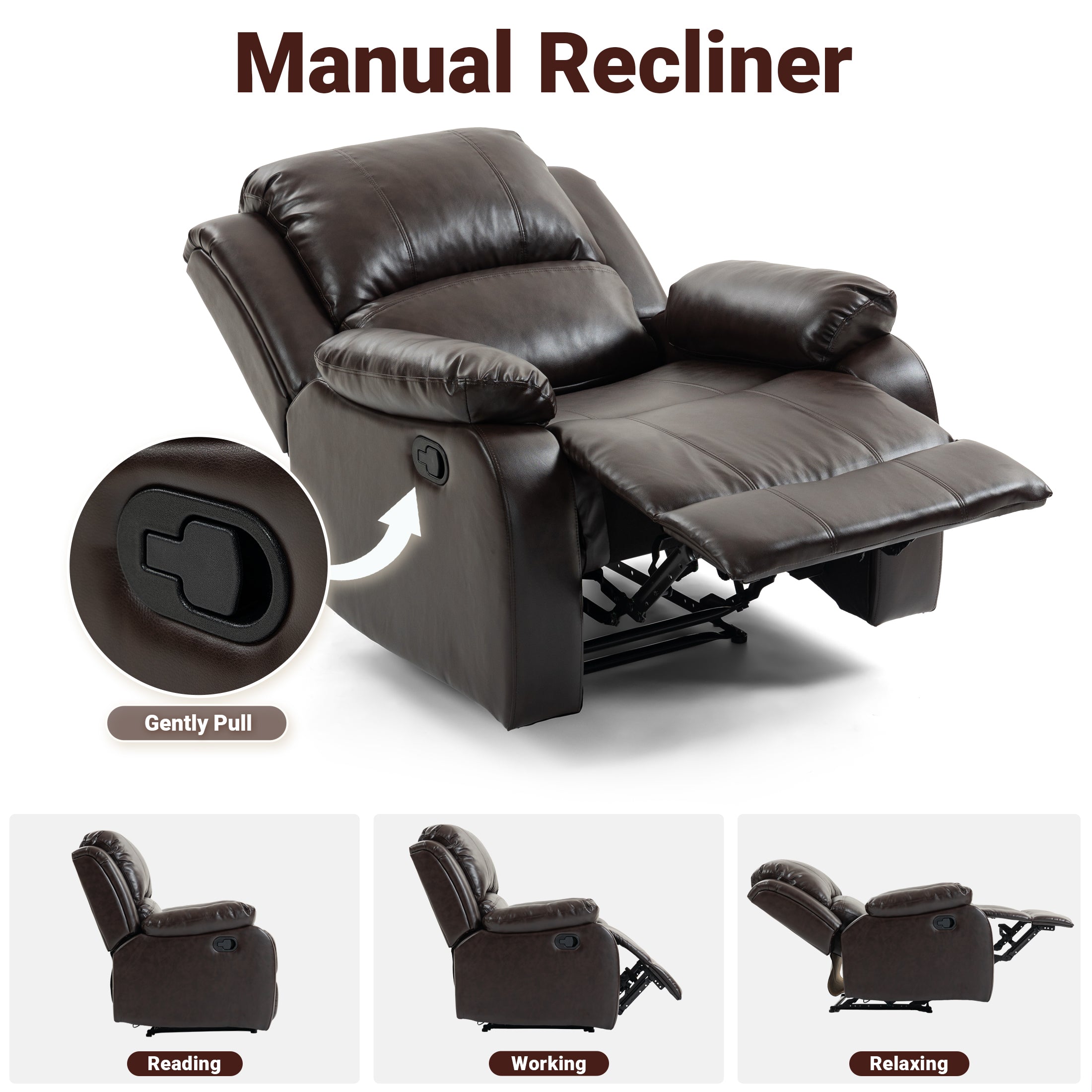 Manual Recliner PU NHO-01 Reddish Brown