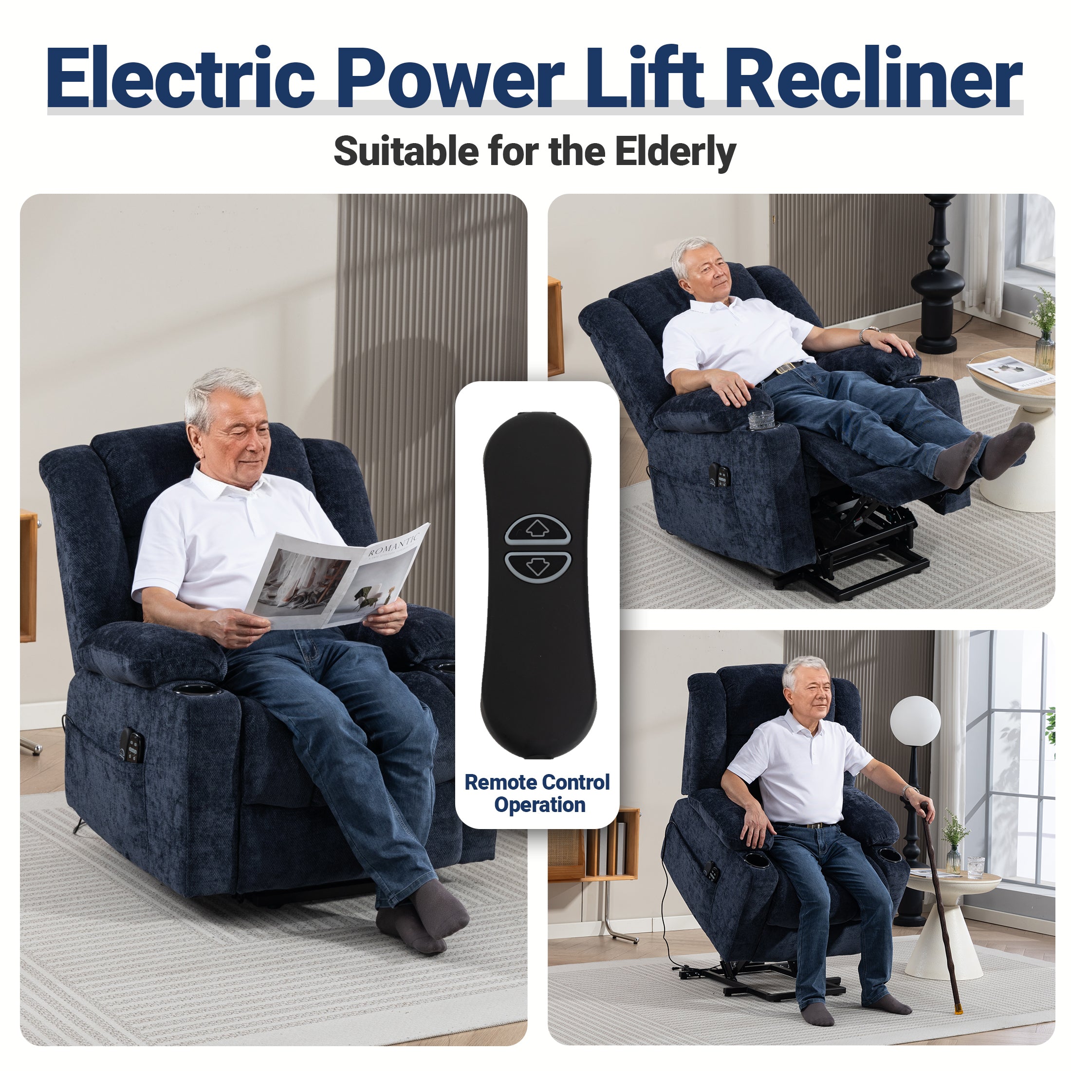 Electric Lift Recliner ES-01 Navy Blue