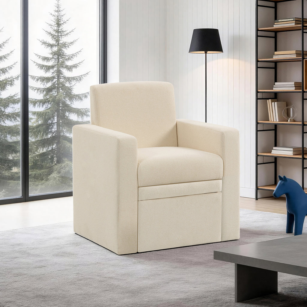 Culect Single Armchair with Storage Footrest ACSO-01 Beige