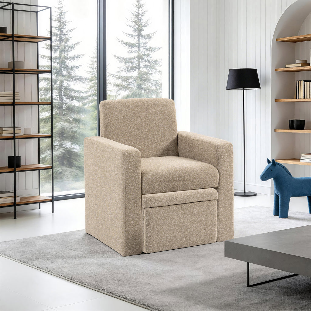 Culect Single Armchair with Storage Footrest ACSO-01 Brown