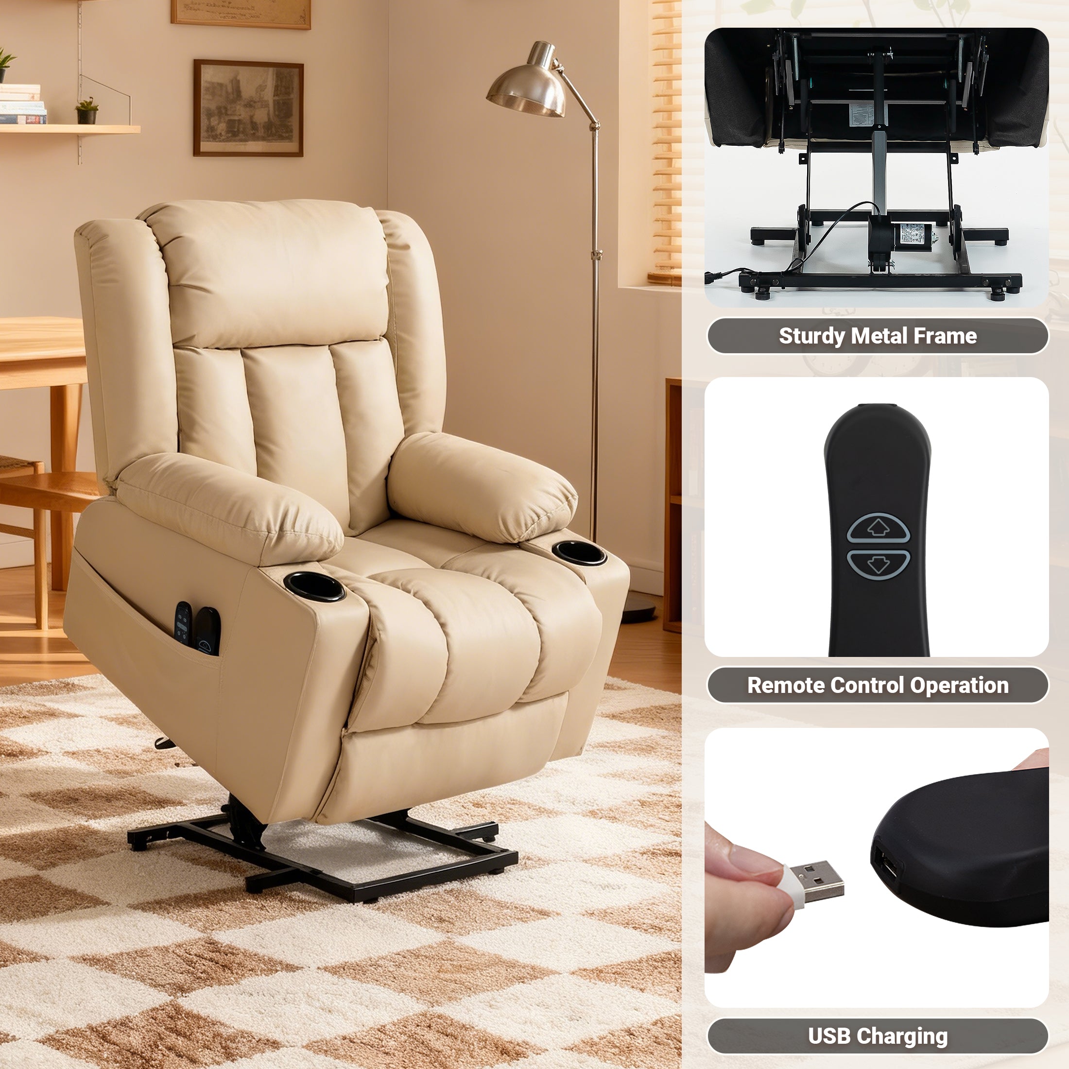 Electric Lift Recliner ES-02 PU Beige