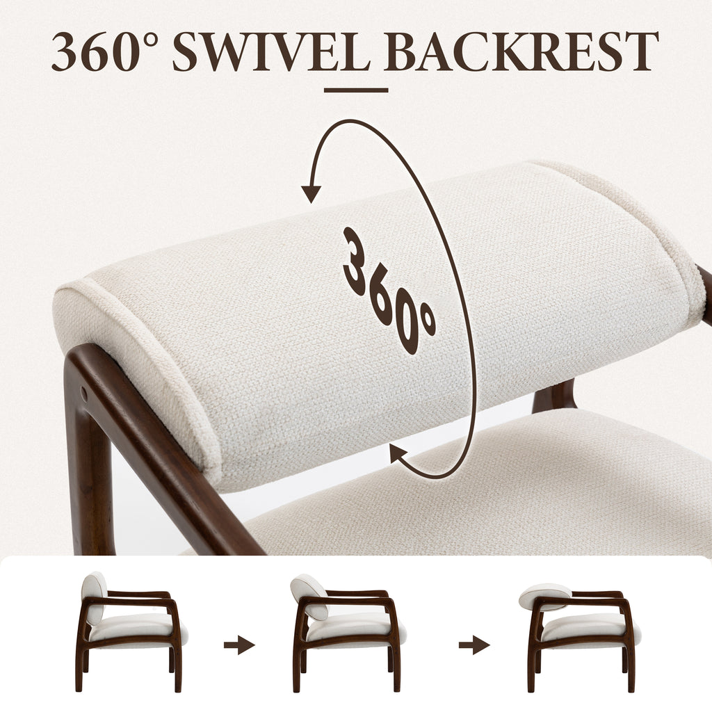 Linen-Backed 360° Swivel Recliner Chair ACW-01 White