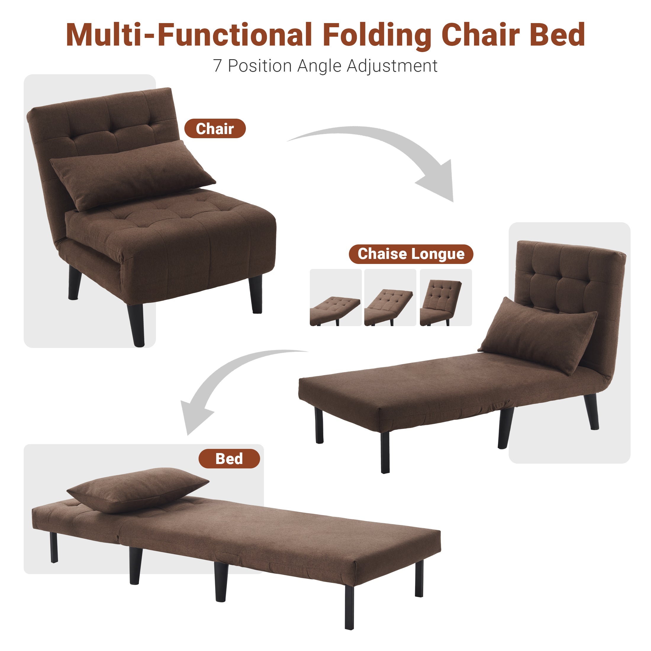 Single-Person Folding Sofa Bed CCS-01 Brown