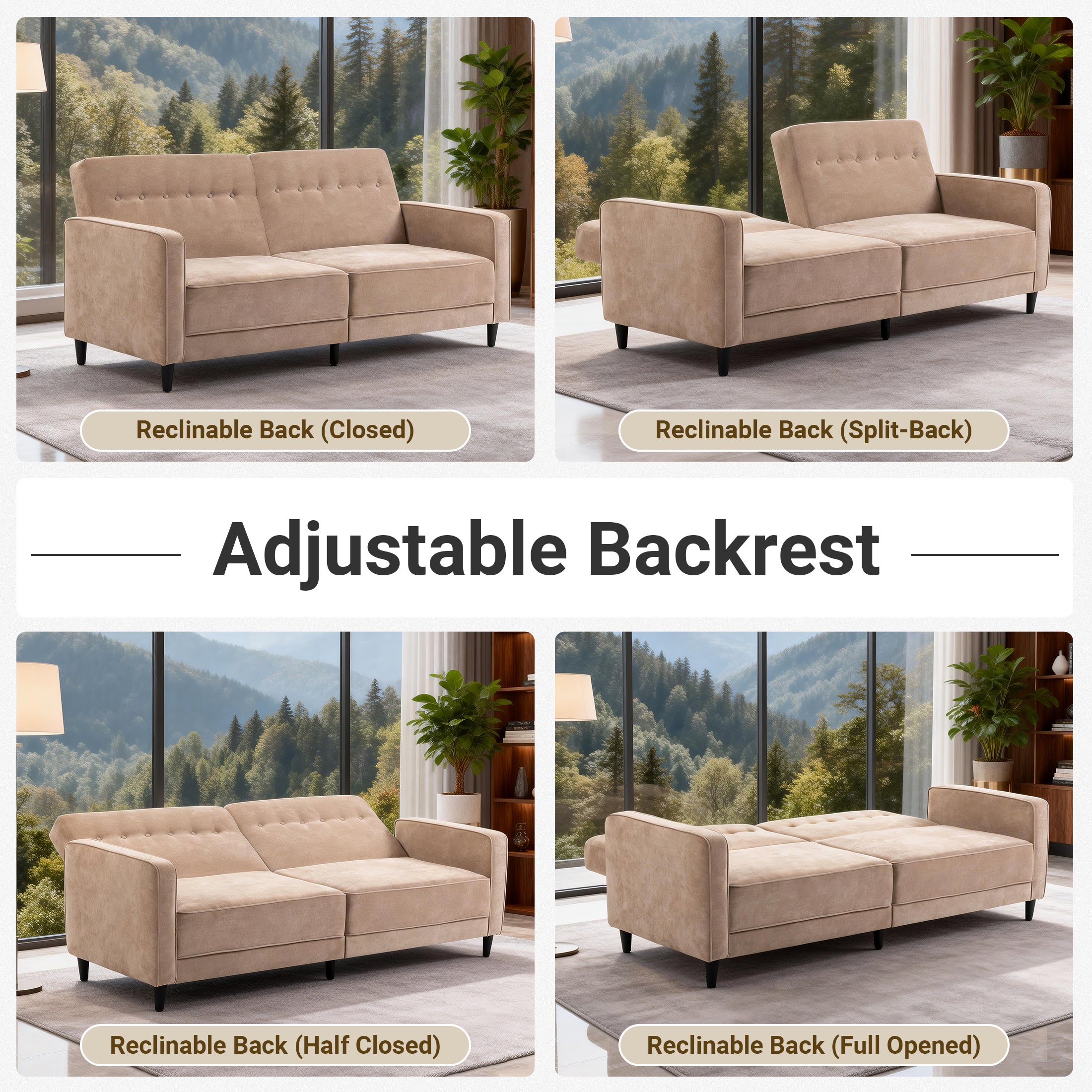 Adjustable Recliner Sofa Bed FS-01 Beige