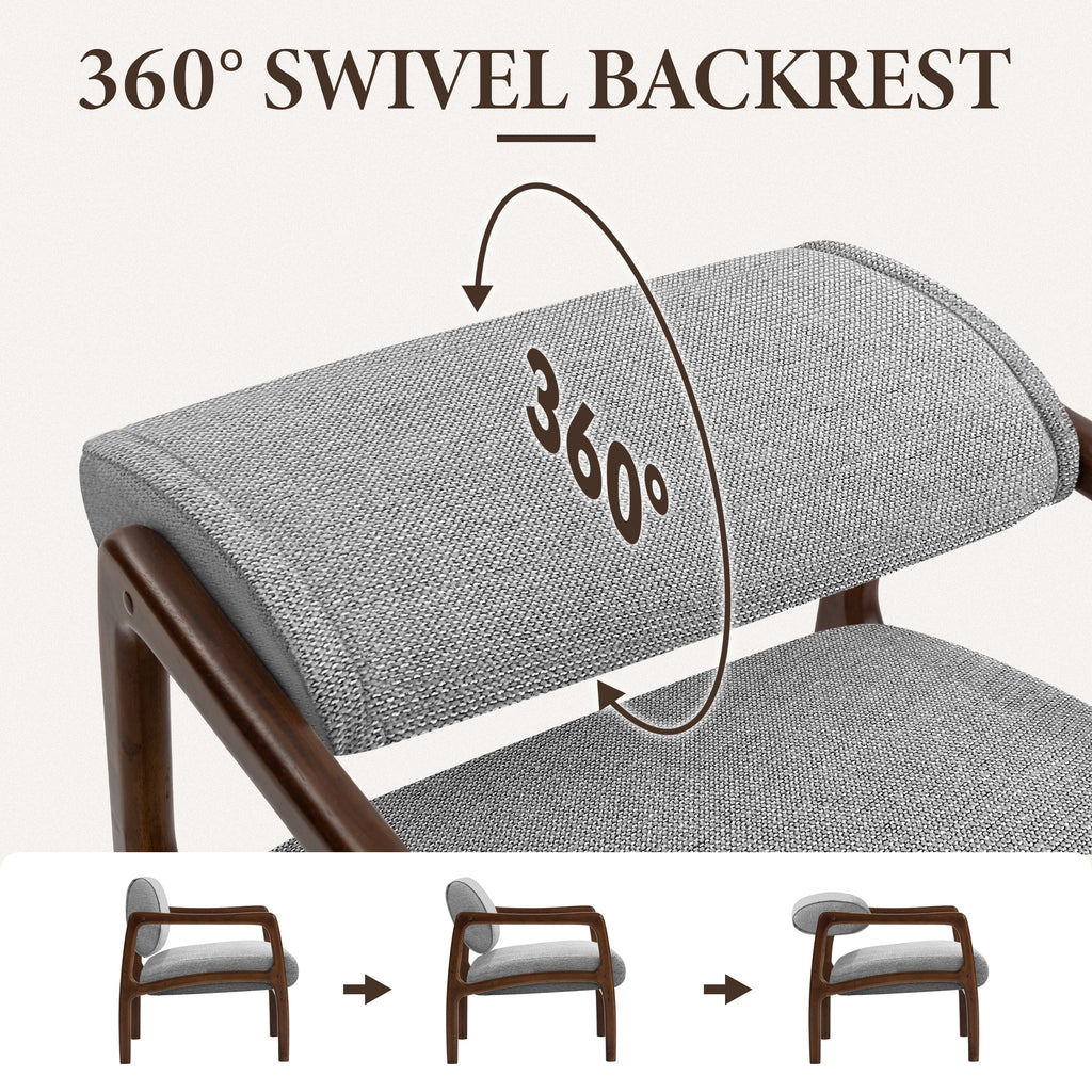 Linen-Backed 360° Swivel Recliner Chair ACW-01 Gray