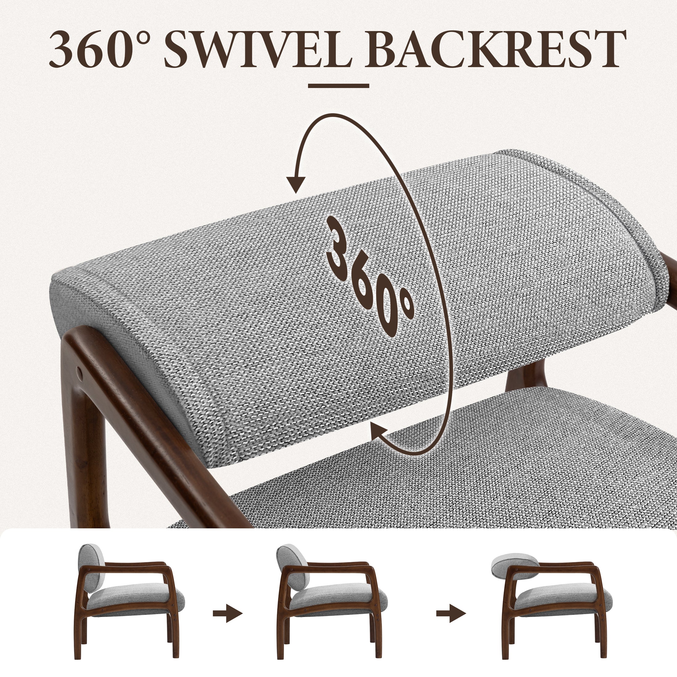 Linen-Backed 360° Swivel Recliner Chair ACW-01 Gray