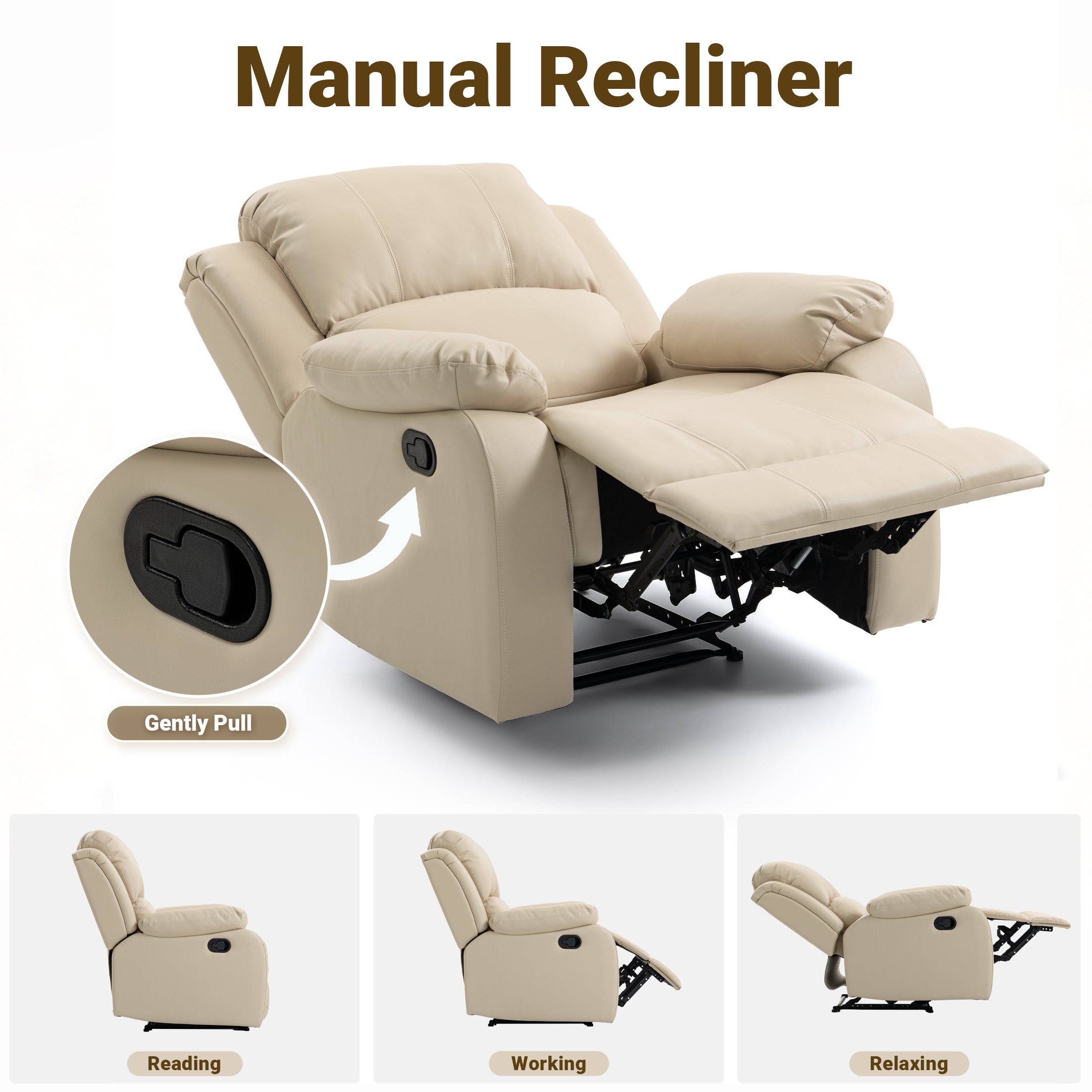 Manual Recliner PU NHO-01 Beige