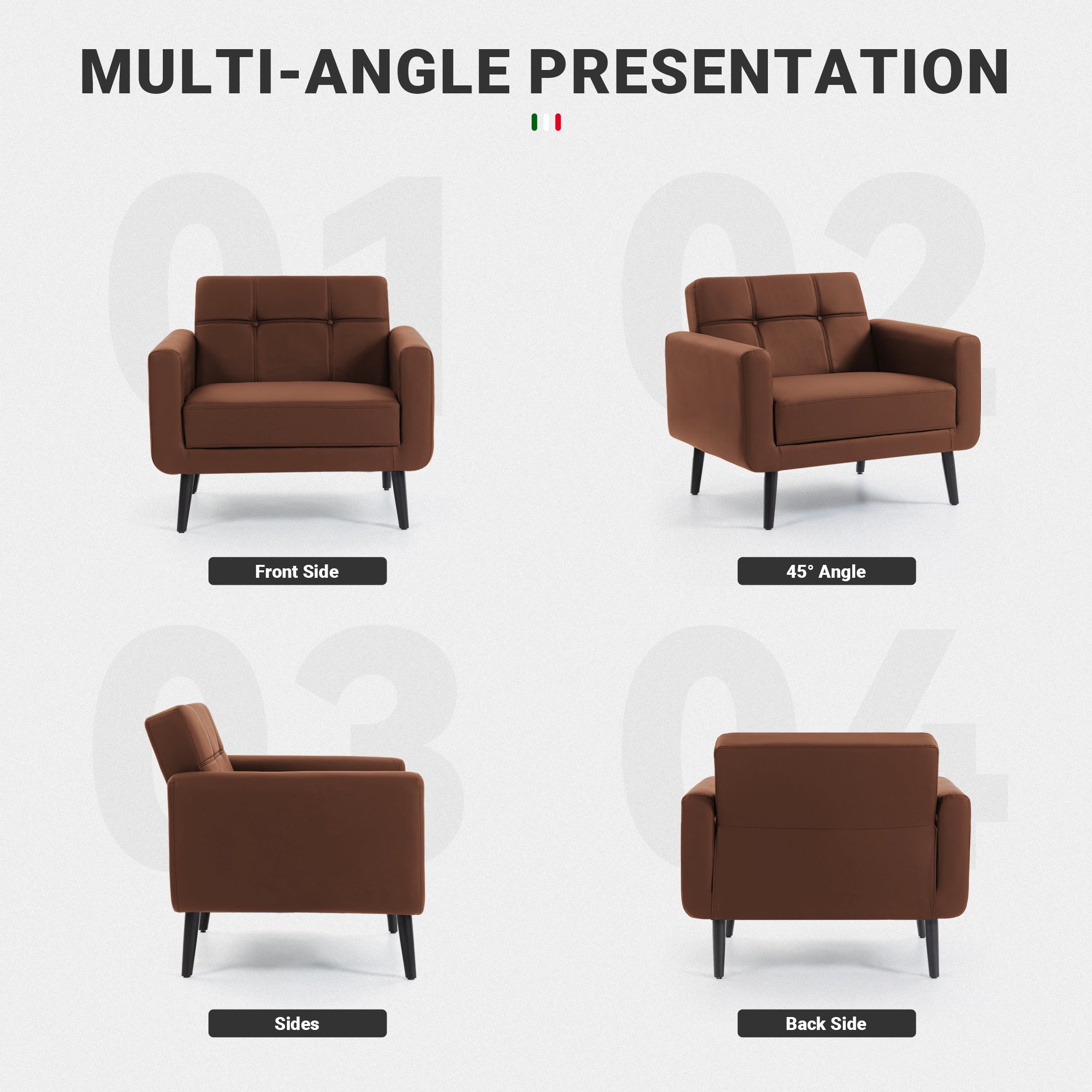 PU Leather Accent Chair ACS-01 Brown