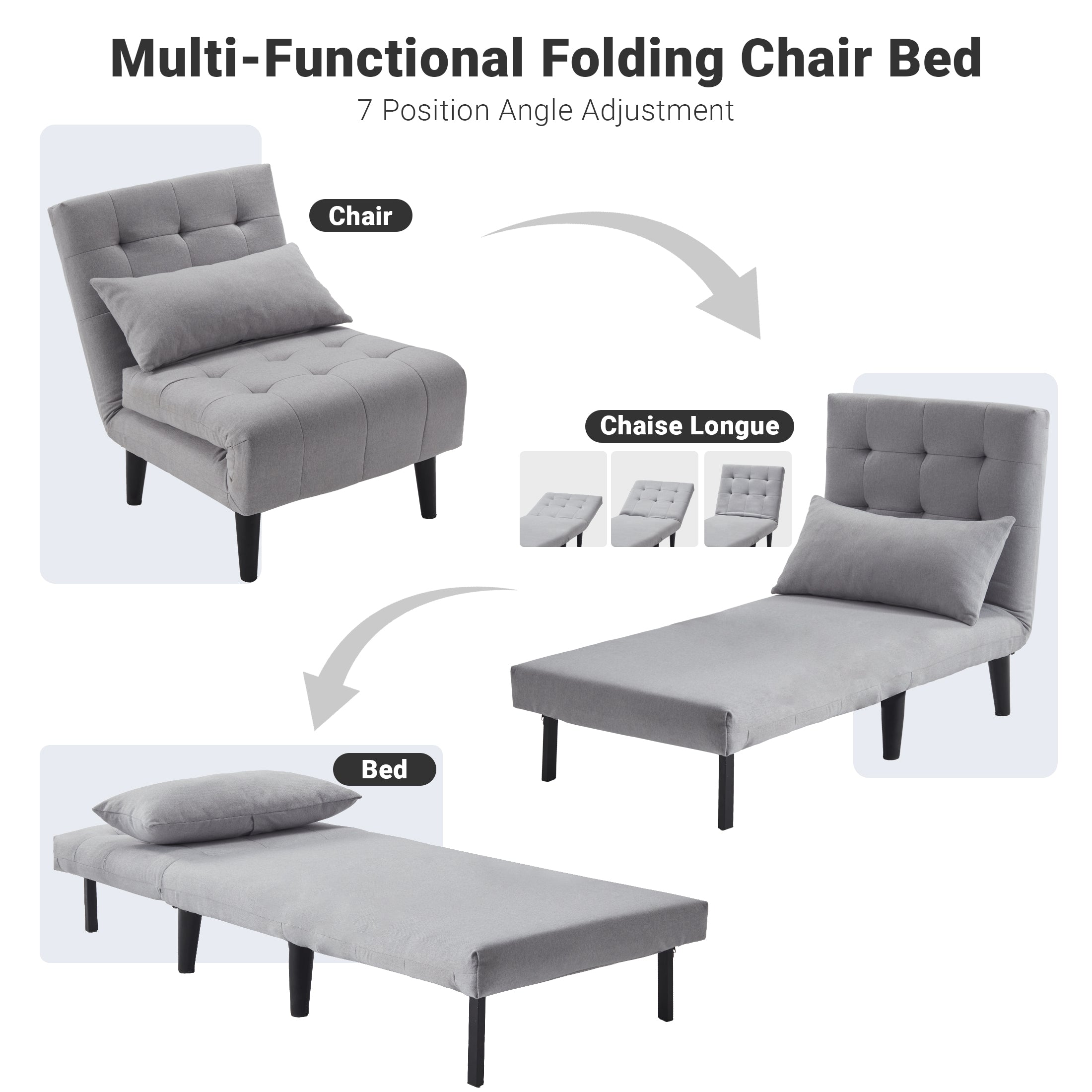 Single-Person Folding Sofa Bed CCS-01 Gray